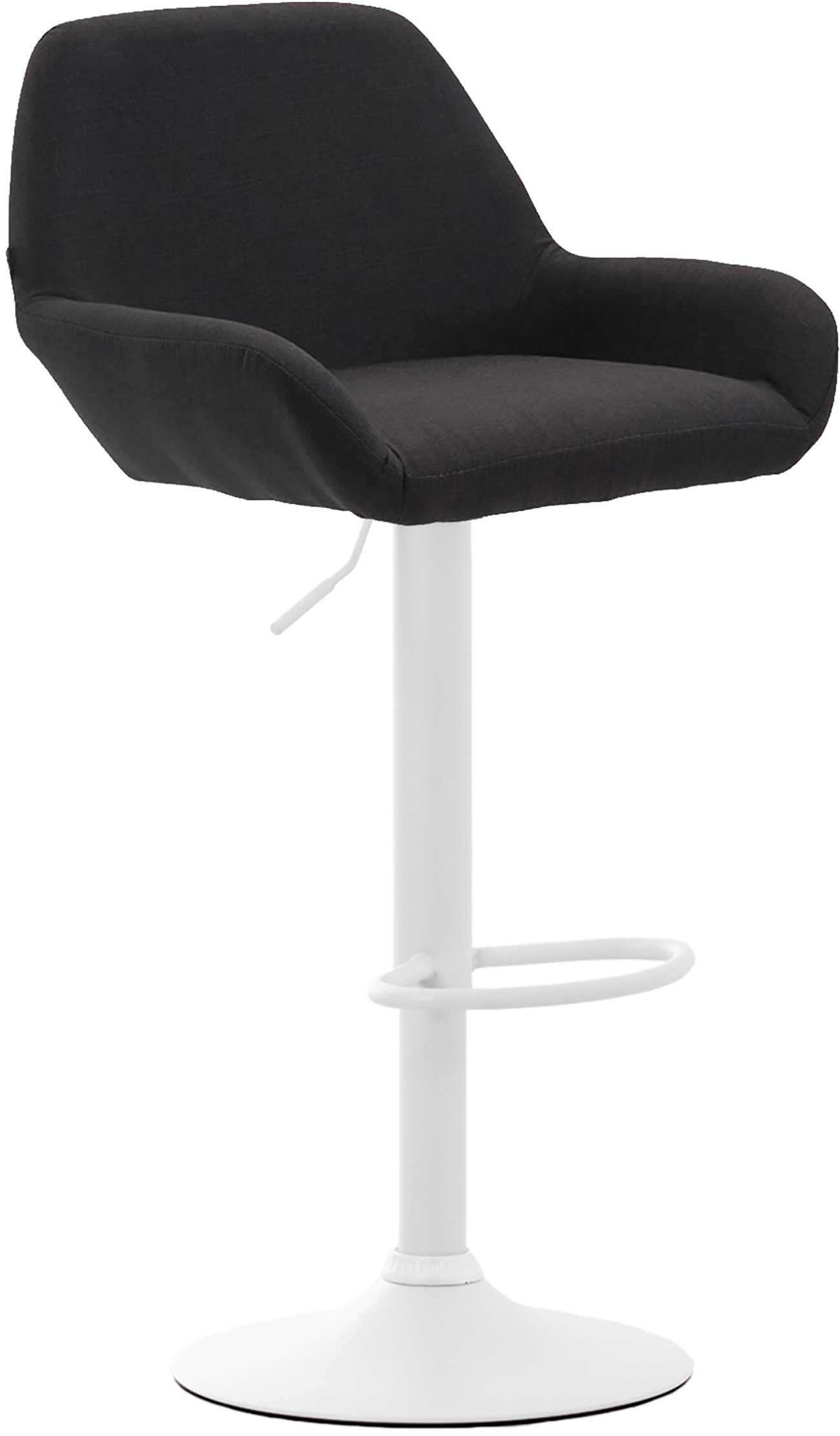 Tabouret de bar Braga tissu avec pied en métal Noir Blanc