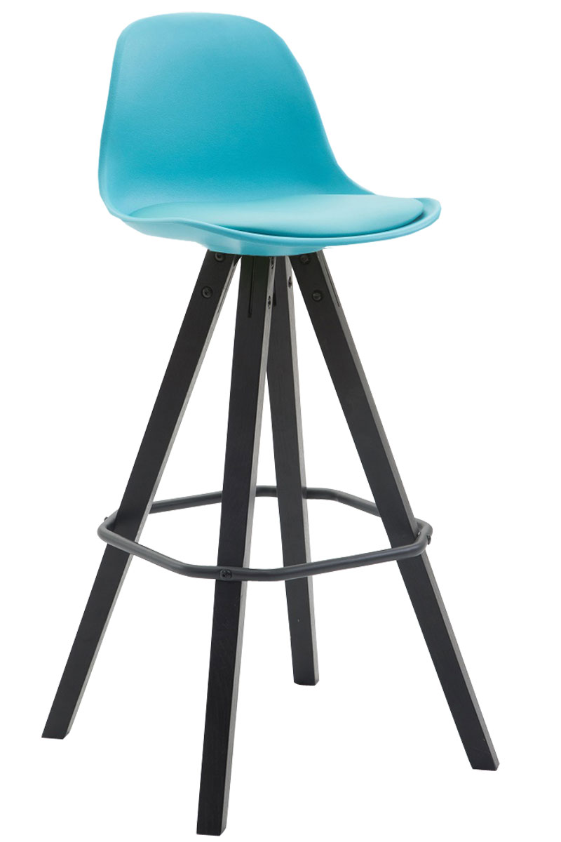 Tabouret de bar Franklin Coque plastique Piétement carré Style Scandinave Bleu Noir