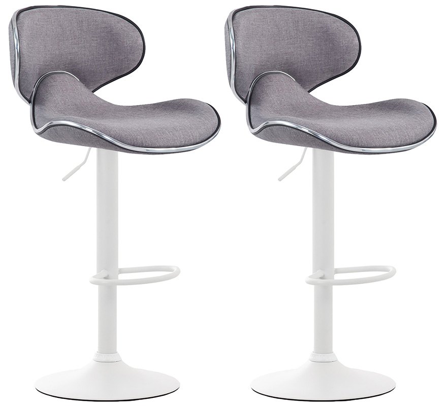 Lot de 2 tabourets de bar Las Vegas V2 en tissu Gris clair Blanc