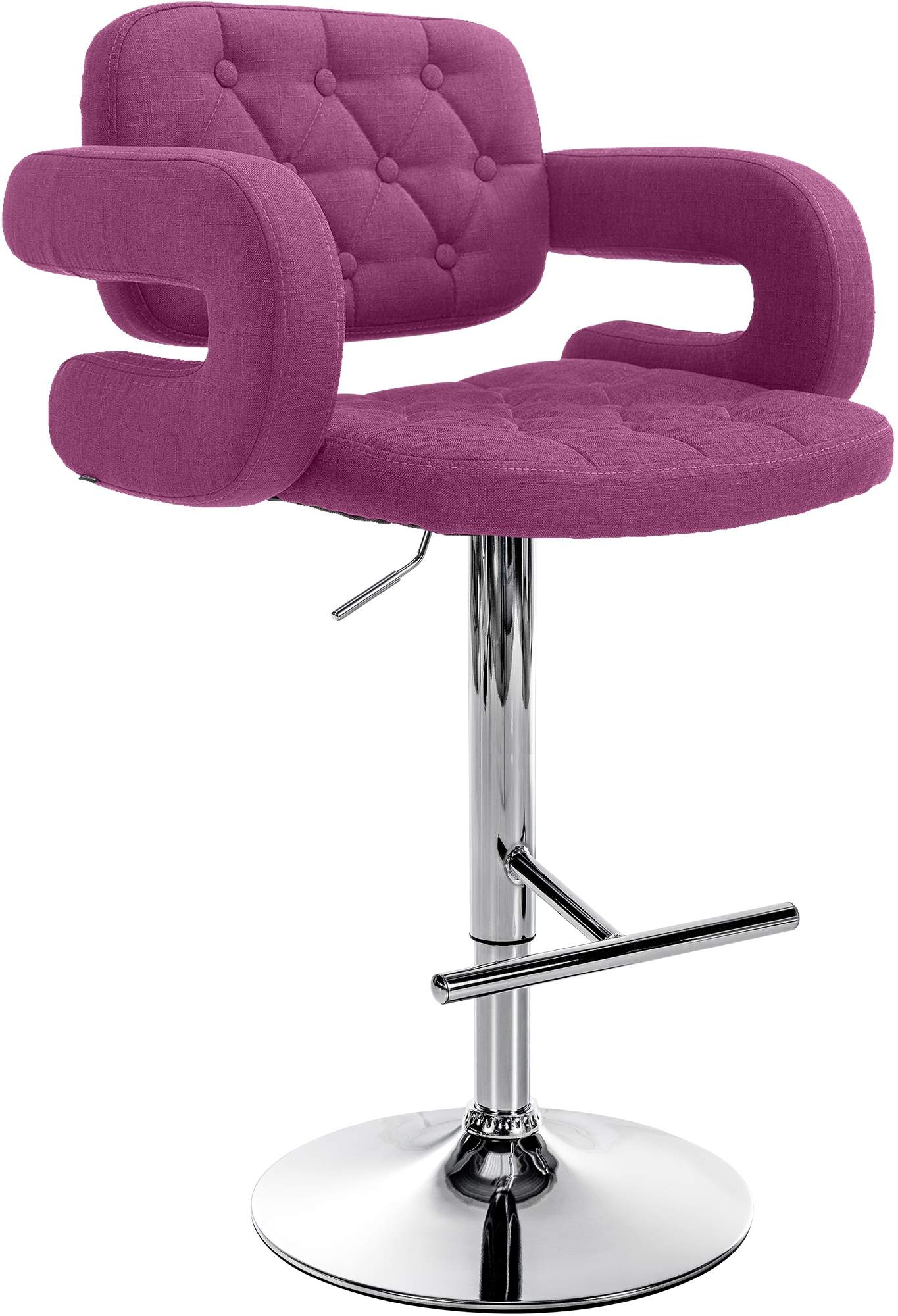 Tabouret de bar Dublin Tissu avec pied en métal Violet Chrome