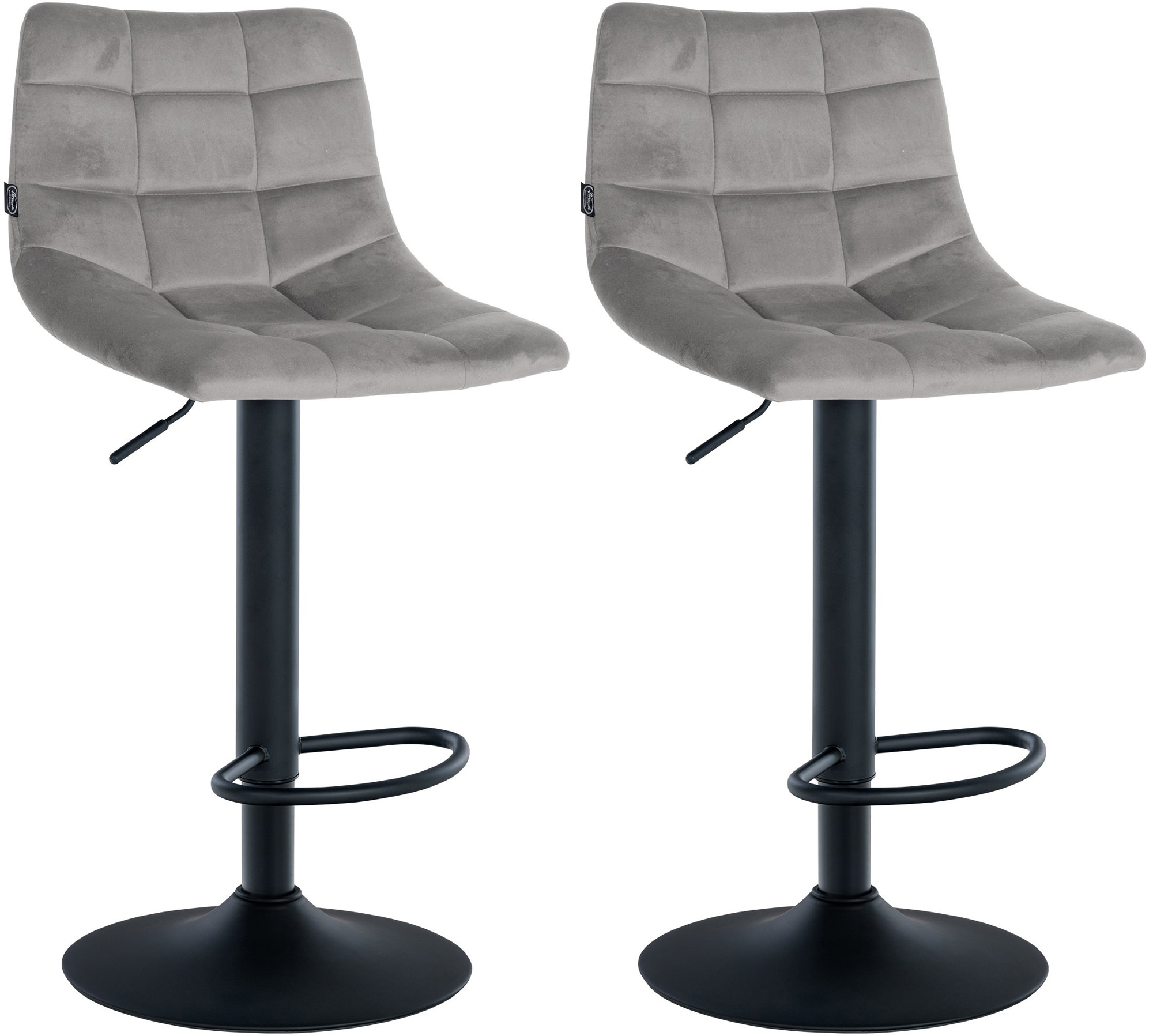 Lot de 2 tabourets de bar Jerry velours Gris Noir