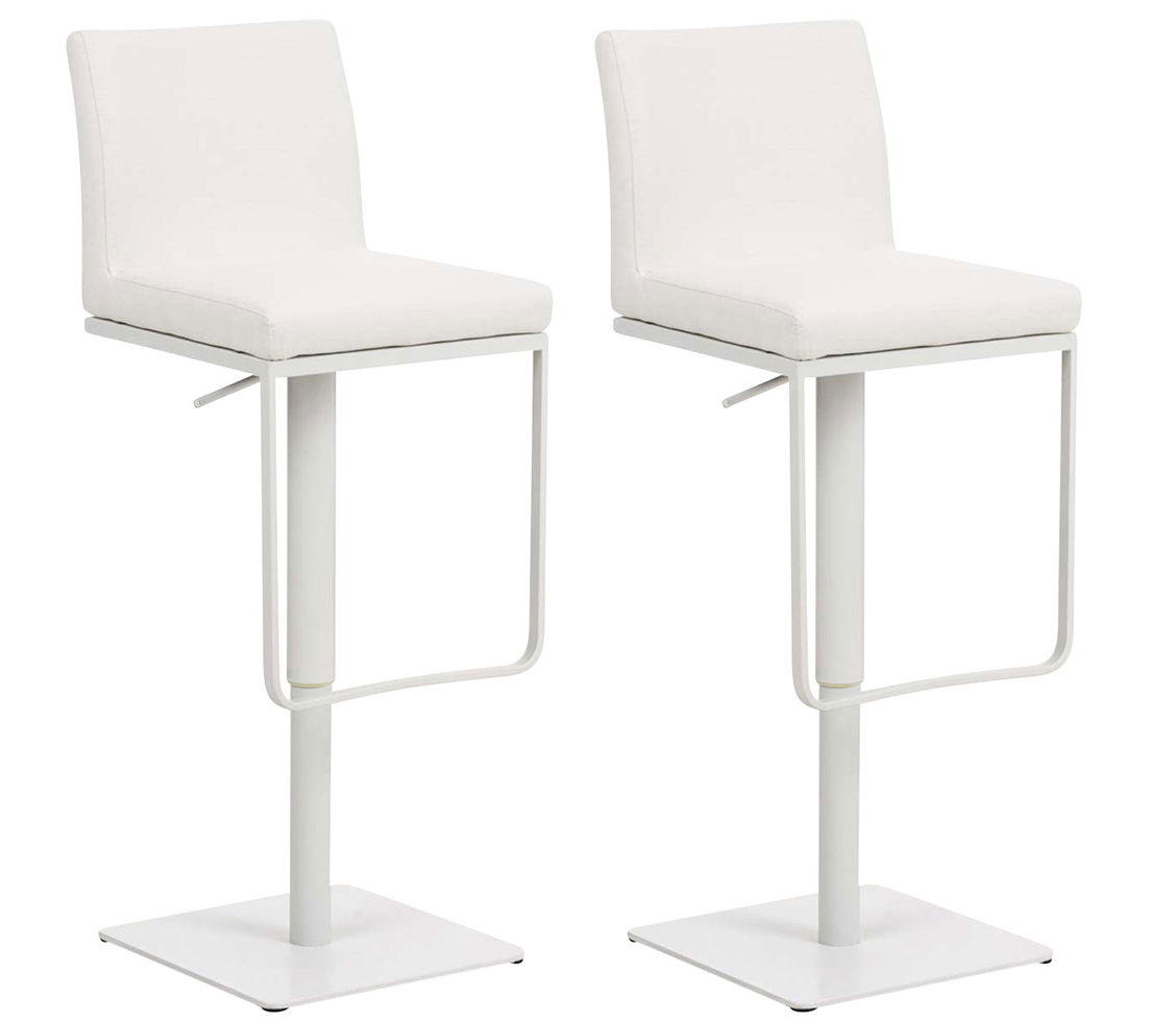 Lot de 2 tabourets de bar Panama tissu Blanc Blanc