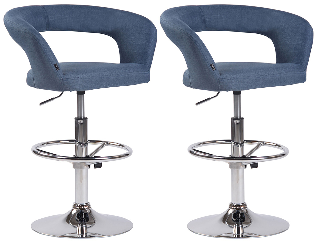 Lot de 2 Tabourets de bar Jaen en tissu ou similicuir Bleu Tissu