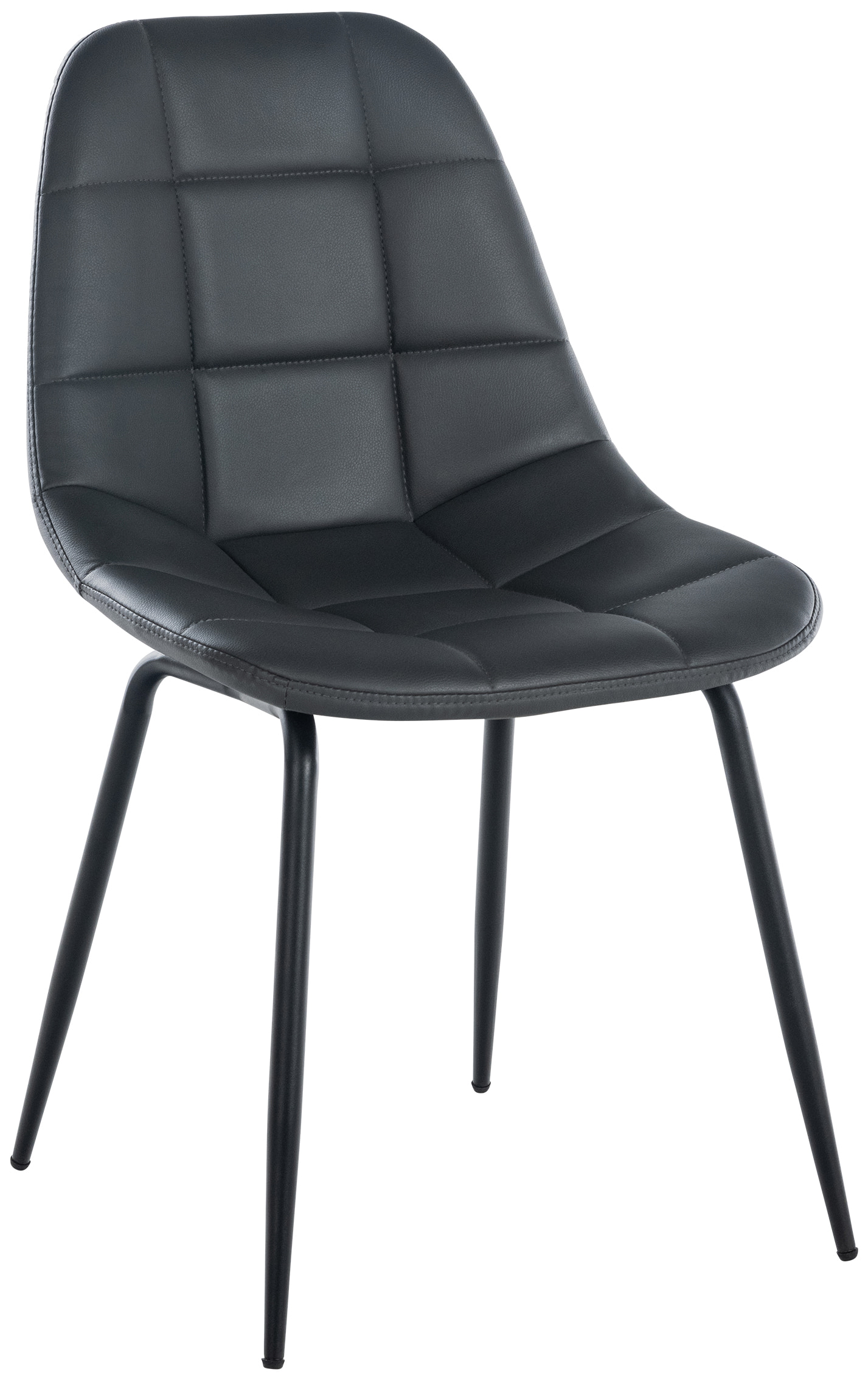 Chaise de salle à manger Tom avec Pieds en métal noir Gris Similicuir