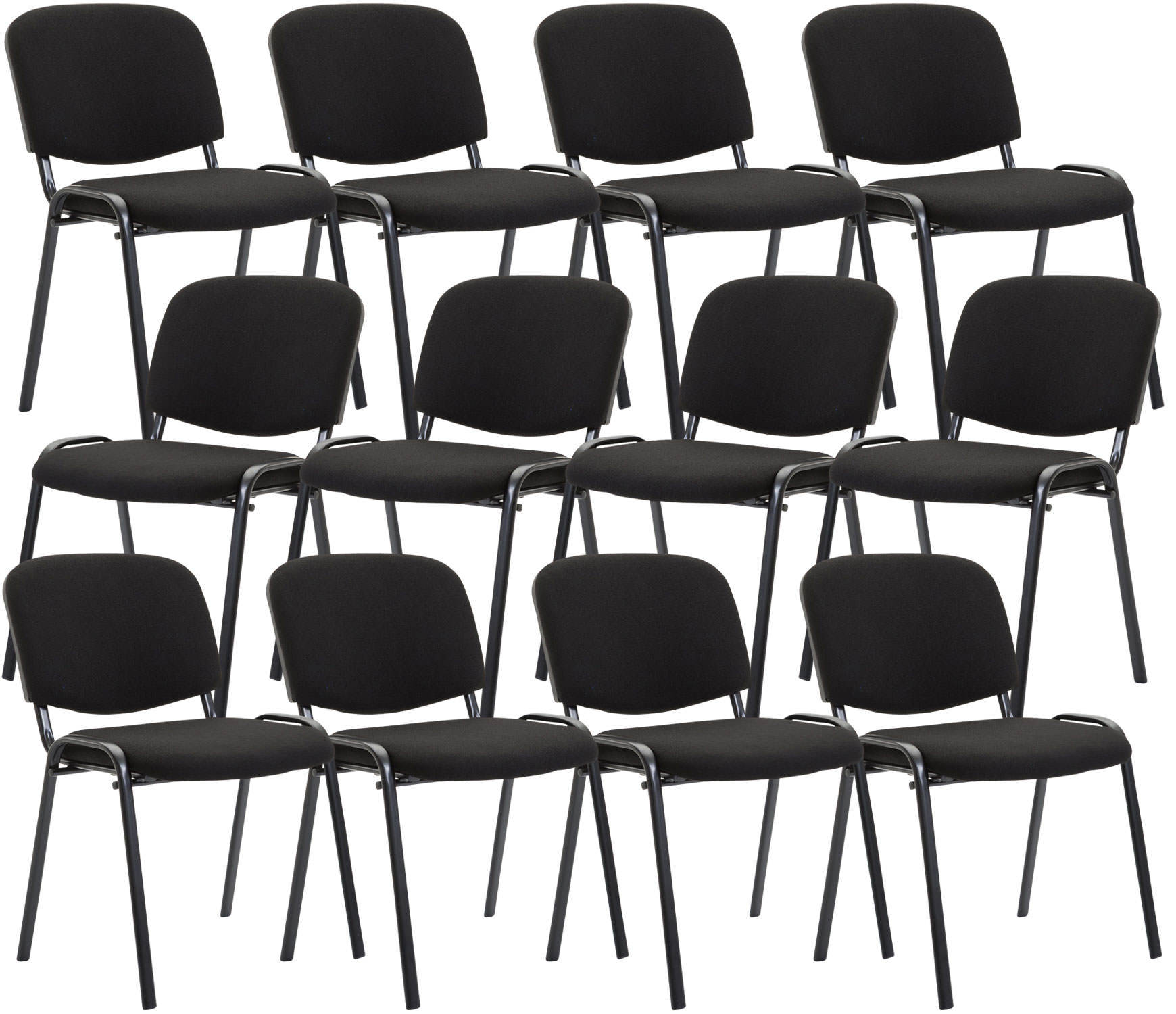 Lot de 12 chaises empilables Ken en tissu Noir