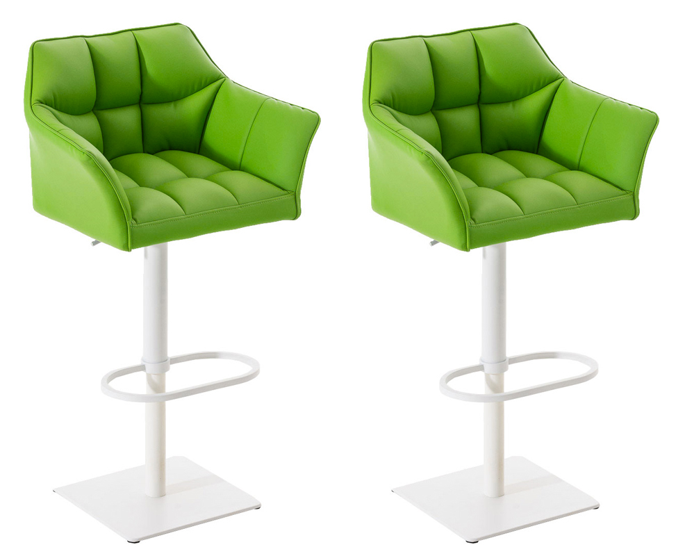 Lot de 2 tabourets de bar Damaso similicuir Vert Blanc