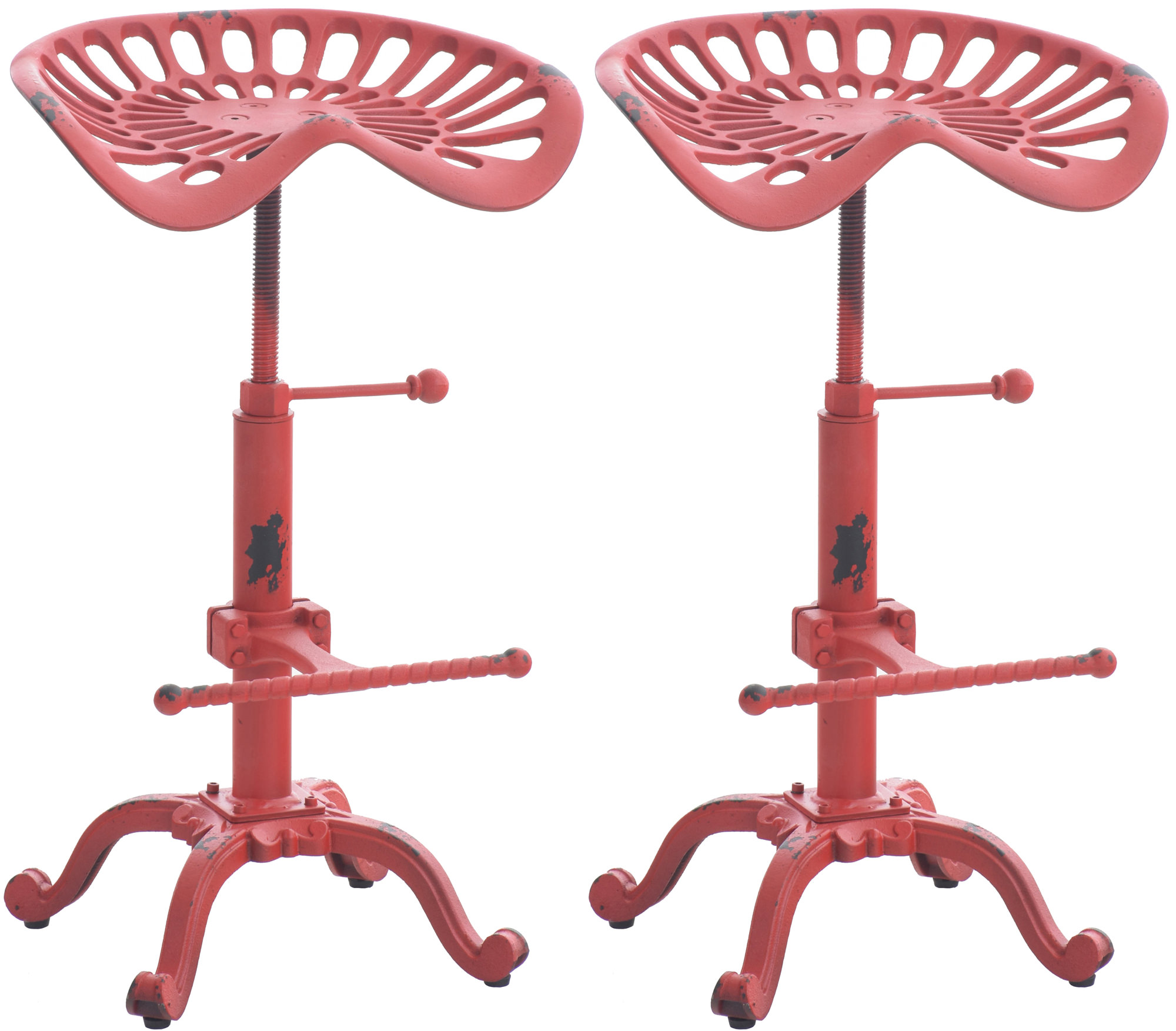 Lot de 2 tabourets de bar Butch au style industriel Rouge