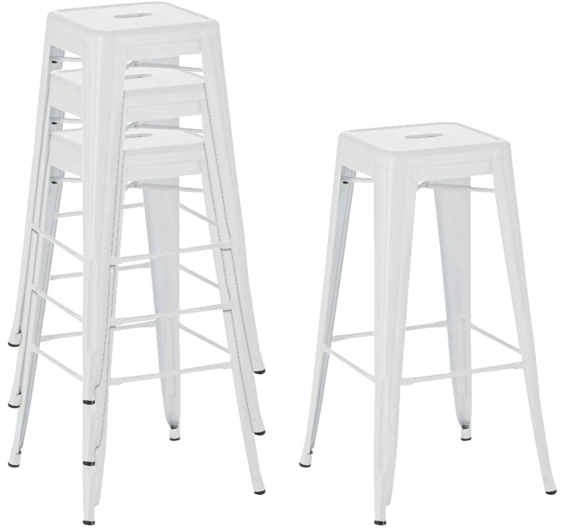 Lot de 4 tabourets de bar en métal empilables Joshua Blanc