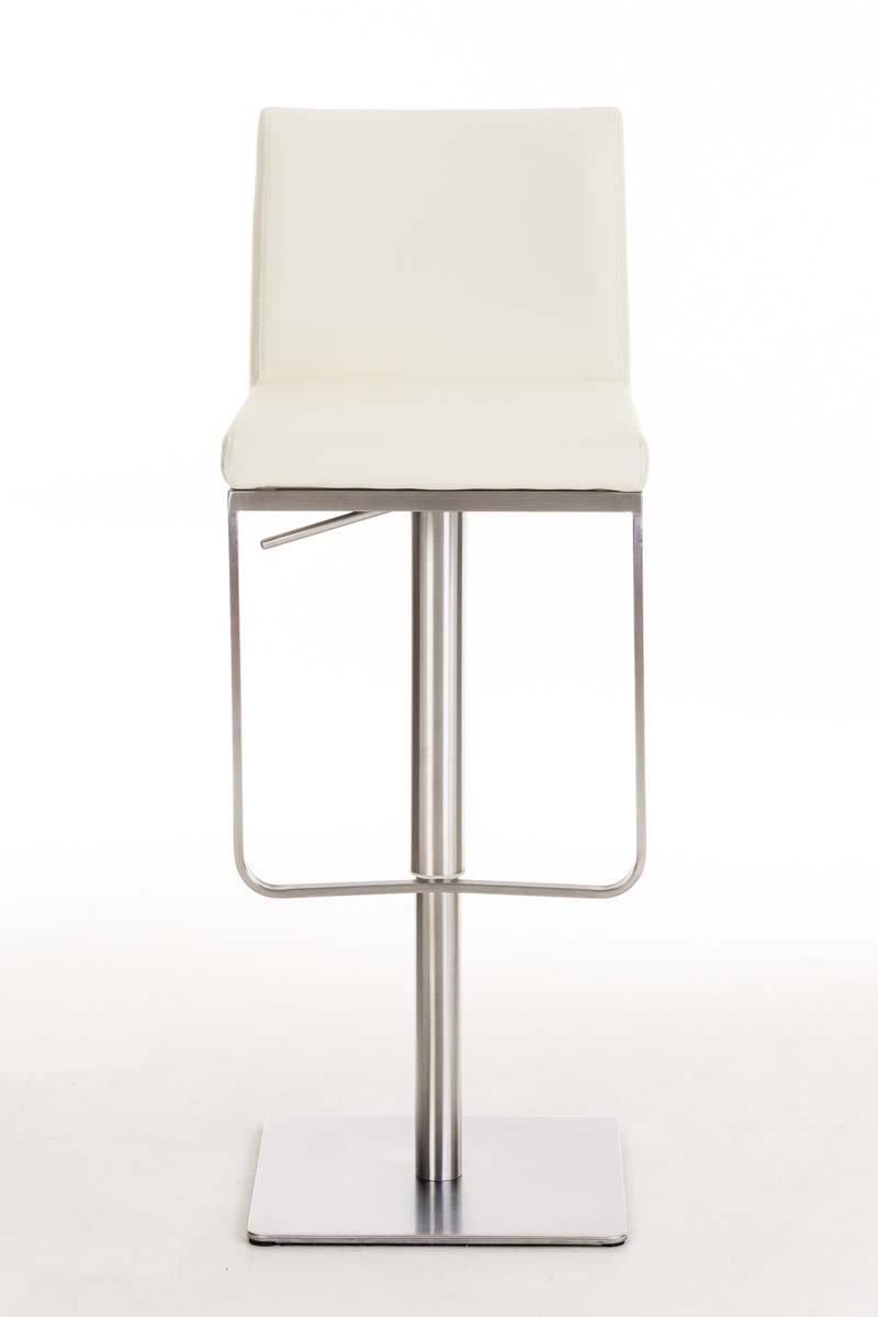 Tabouret de bar Panama en similicuir avec pied en métal Crème Acier inoxydable