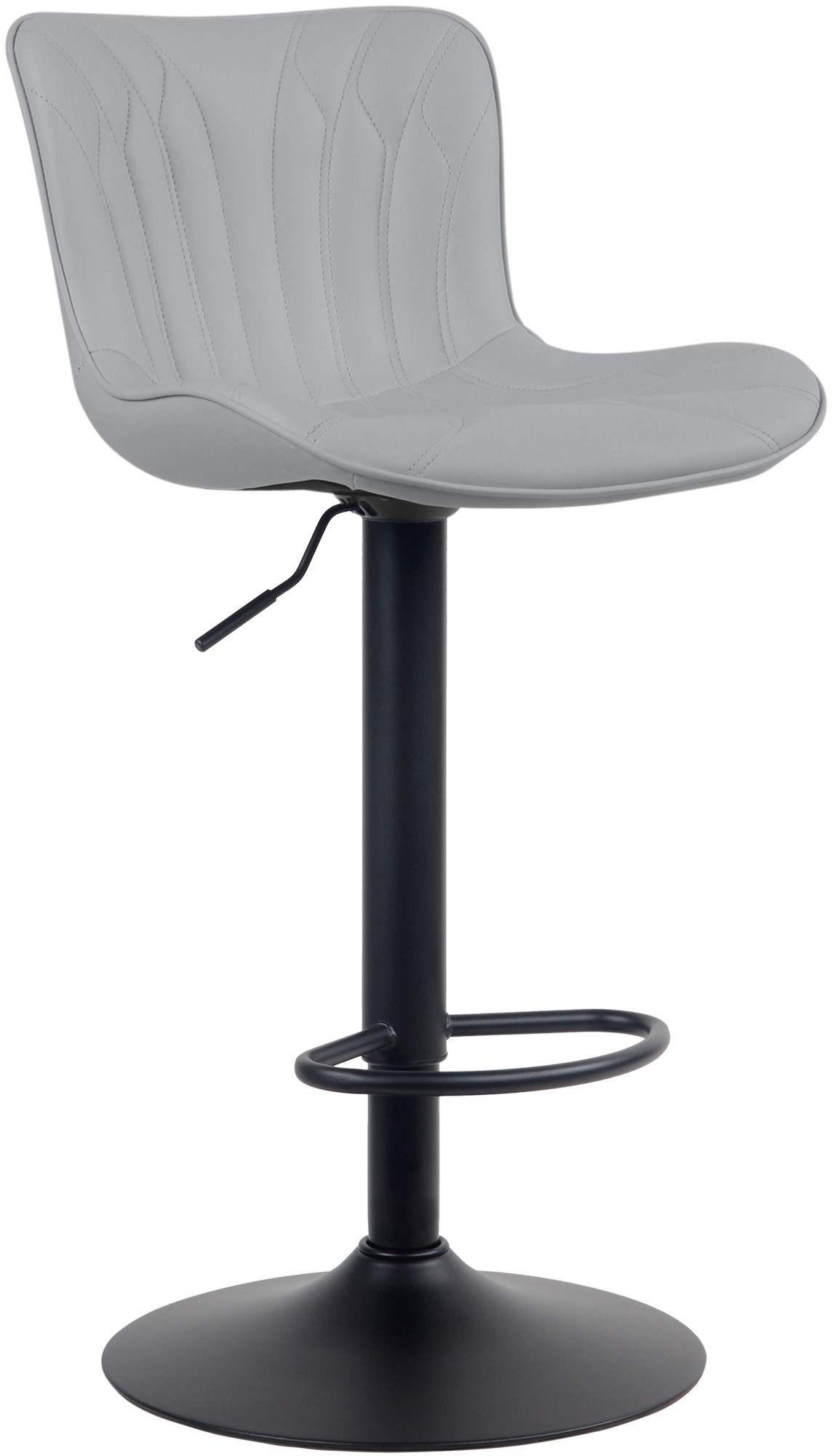 Tabouret de bar Linus Pied en Métal Hauteur réglable Siège pivotant Gris Similicuir