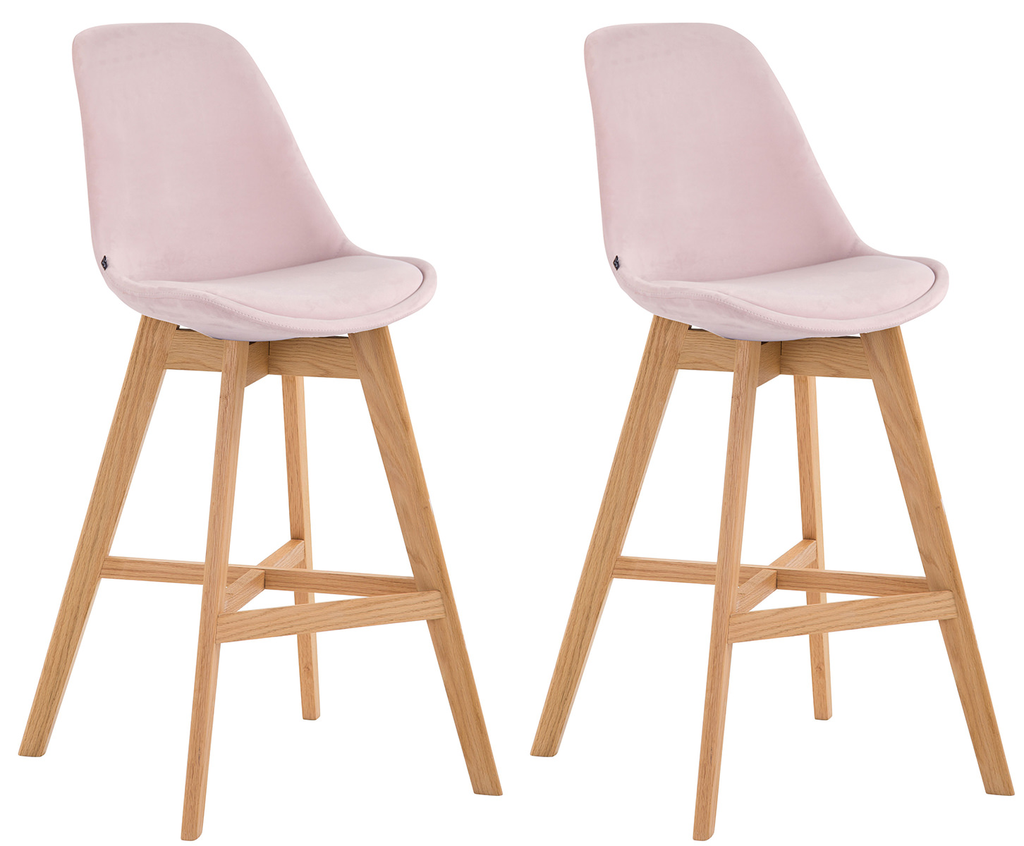 Lot de 2 tabourets de bar Cannes en velours Rose Nature