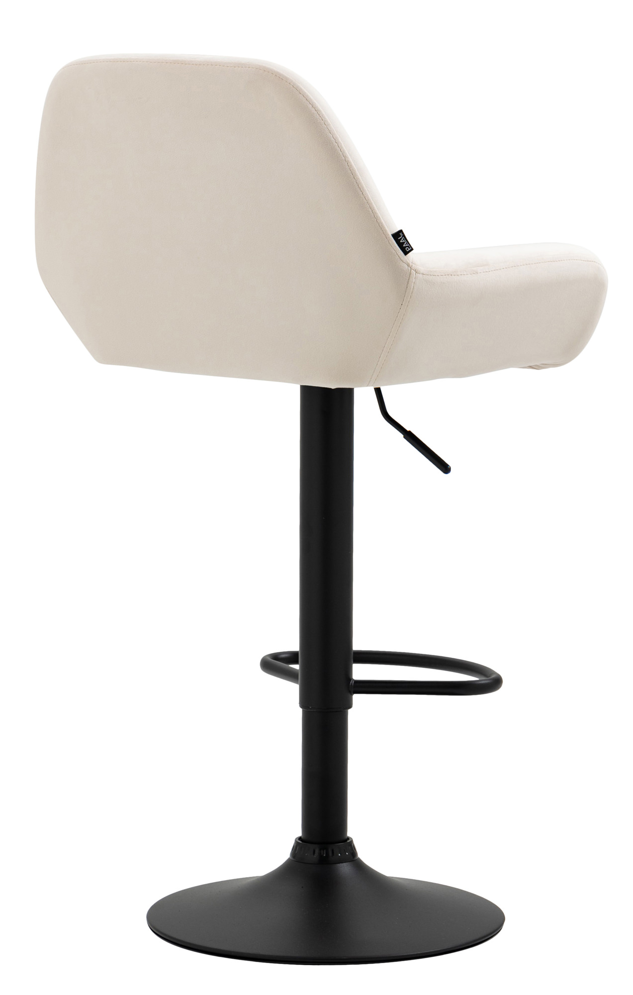 Tabouret de bar Braga Velours avec pied en métal réglable et pivotant Crème Noir