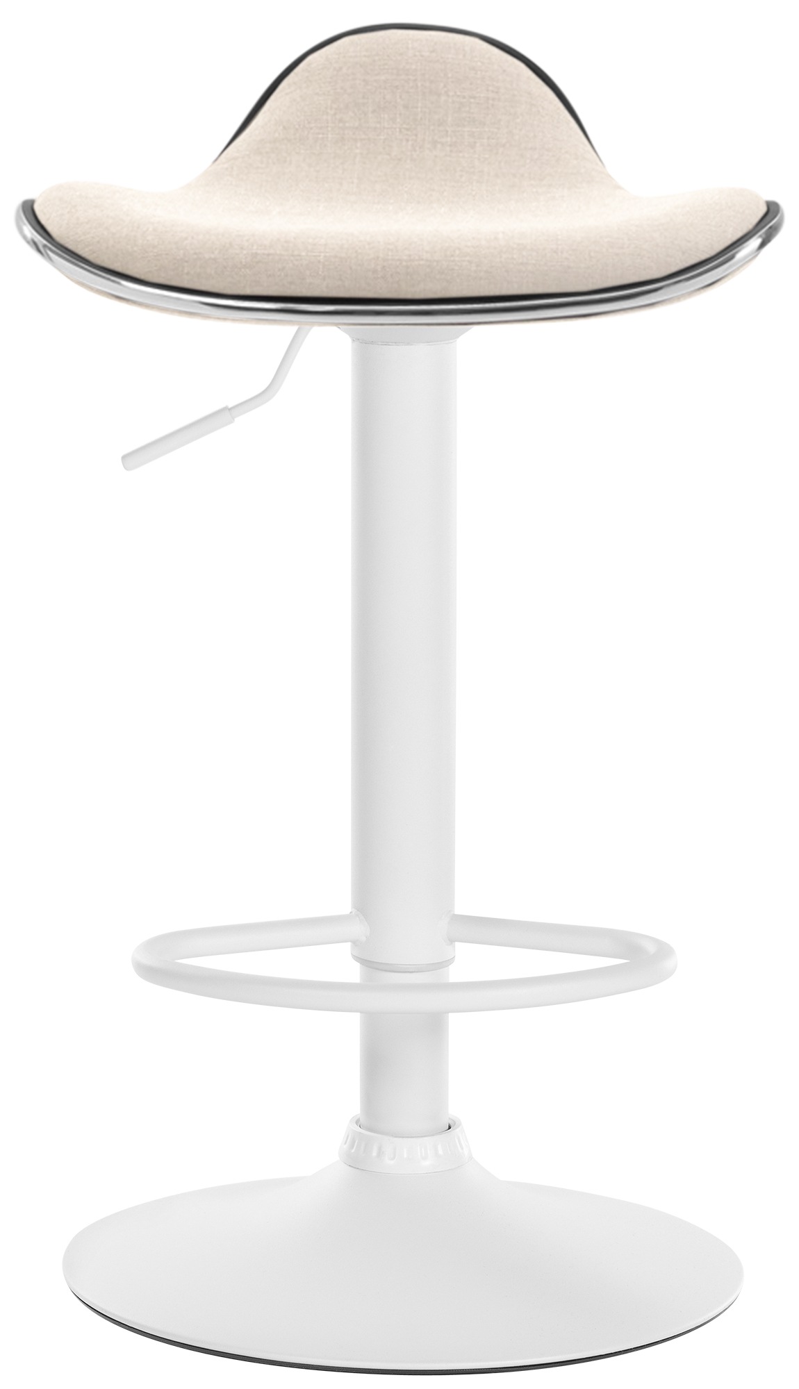 Tabouret de bar Shanghai tissu avec pied en métal Crème Blanc