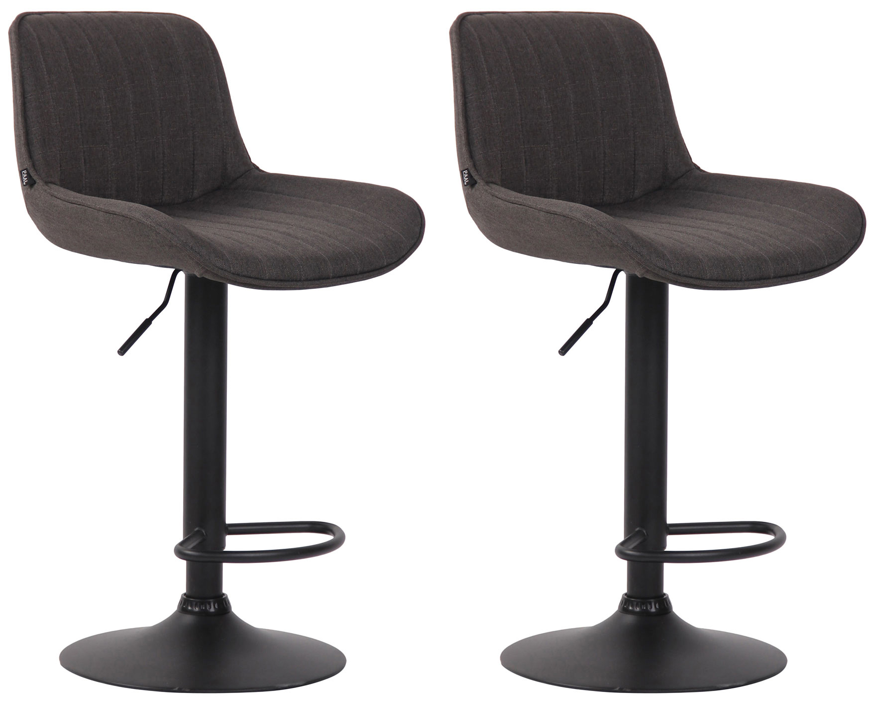 Lot de 2 Tabourets de bar Lentini en Tissu Pied trompette en Métal Gris foncé Noir