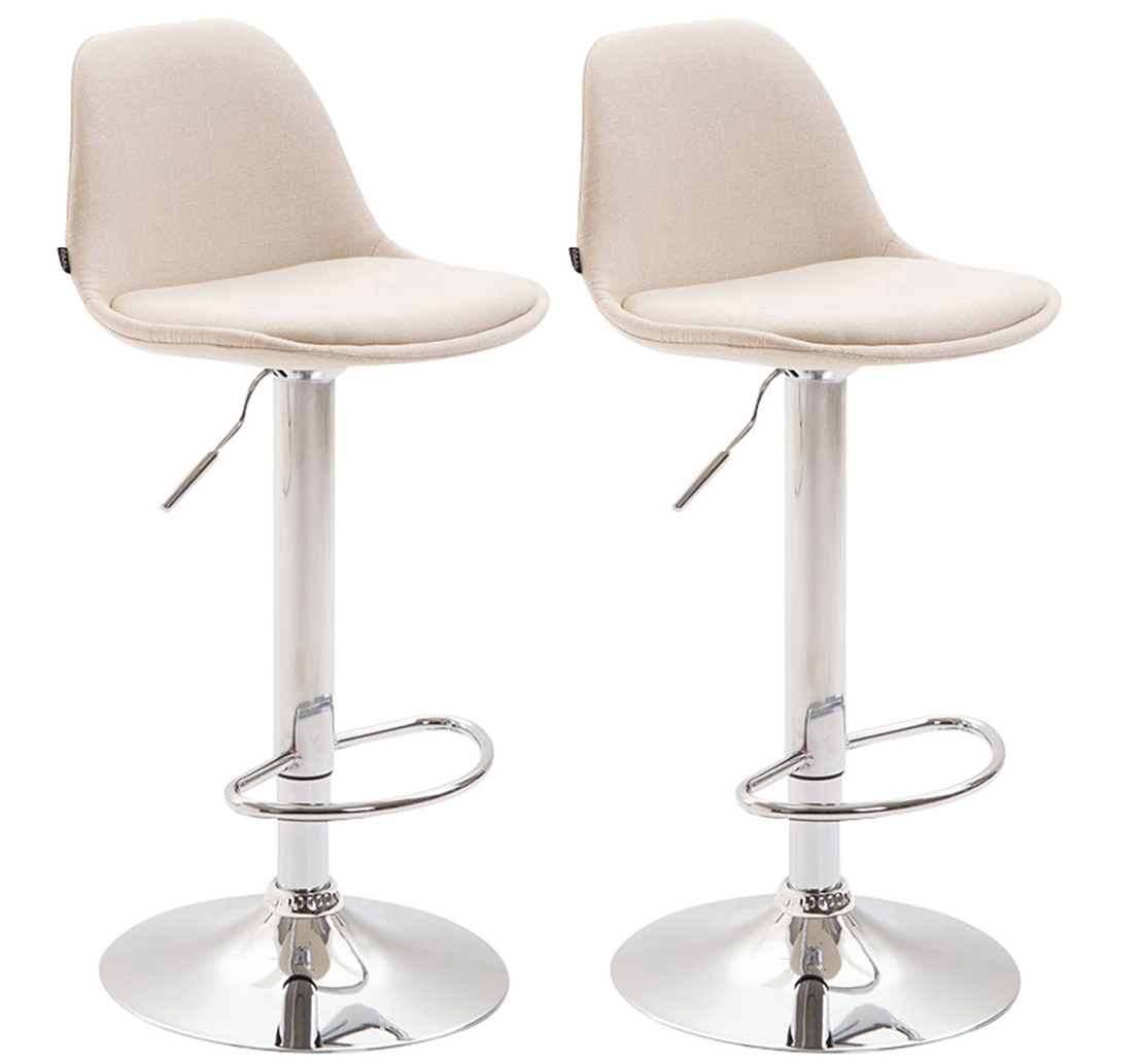 Lot 2 tabouret de bar Kiel tissu Crème