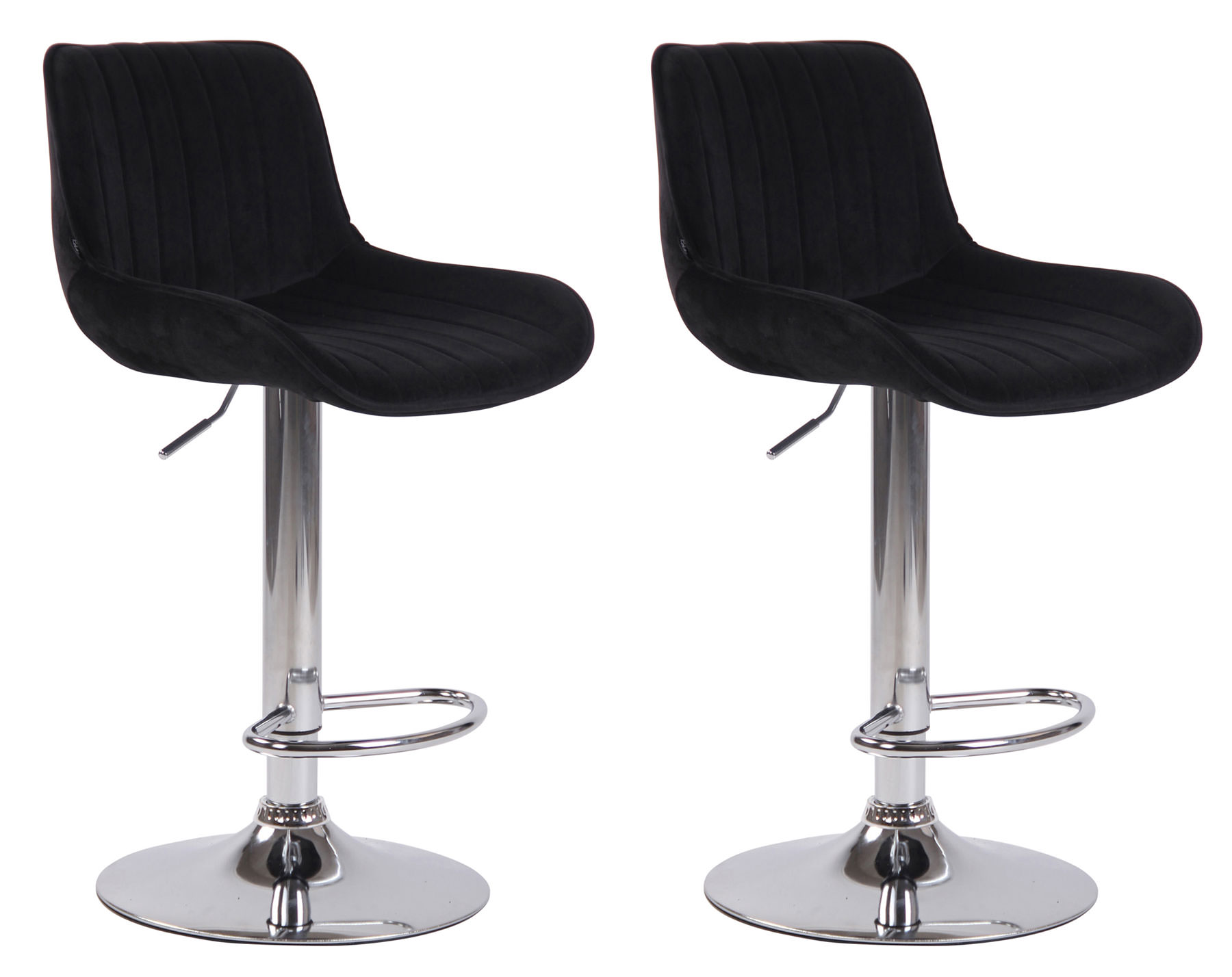 Lot de 2 Tabourets de bar Lentini en Velours Pied trompette en Métal Noir Chrome