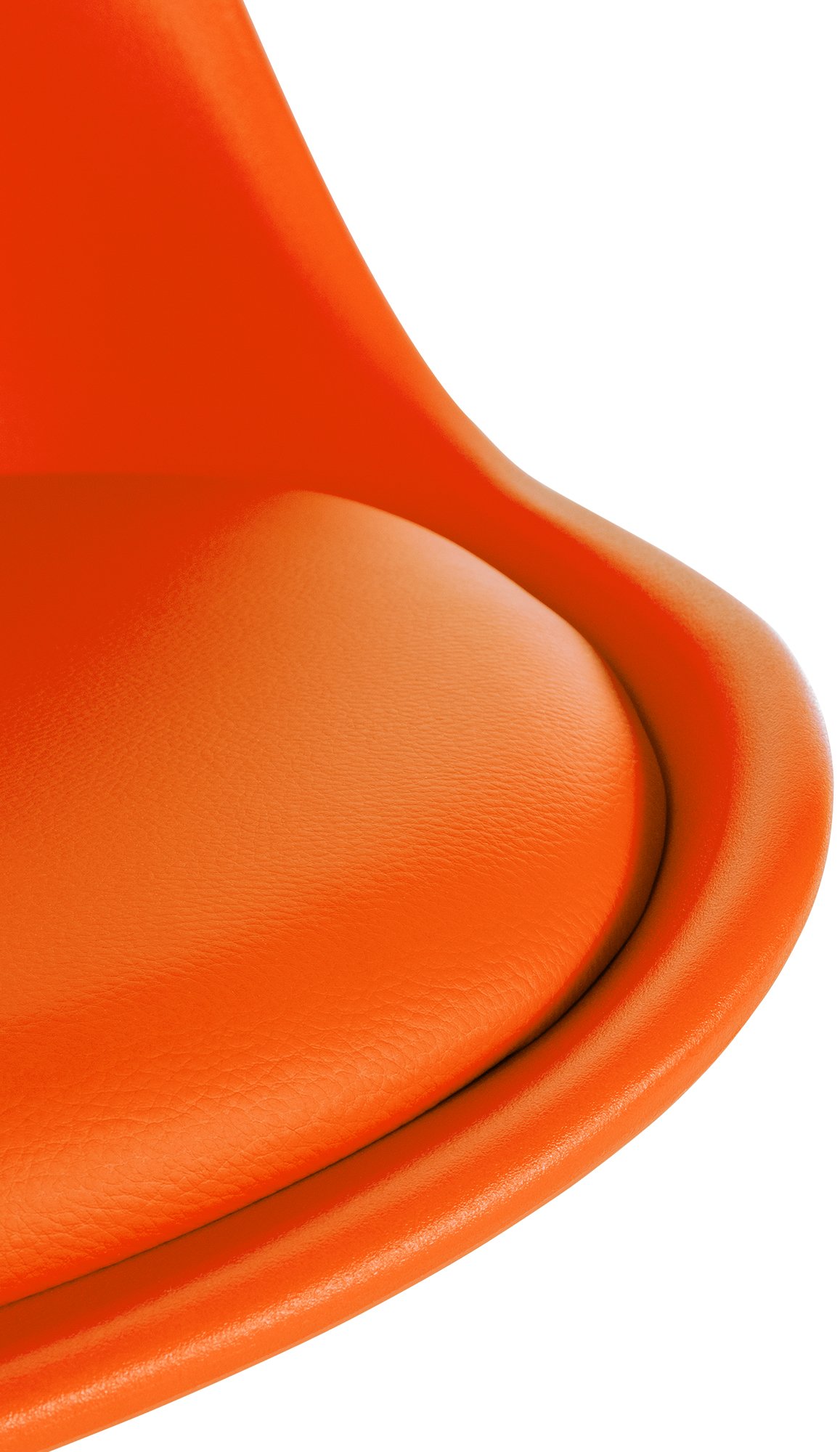 Chaise de salle à manger Sofia en plastique et Similicuir Pieds en bois Orange Nature (carré)