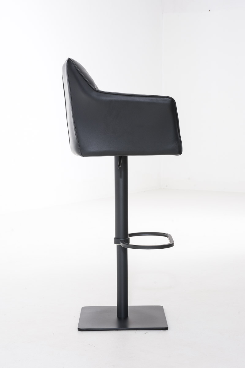 Tabouret de bar Damaso en similicuir Noir Noir