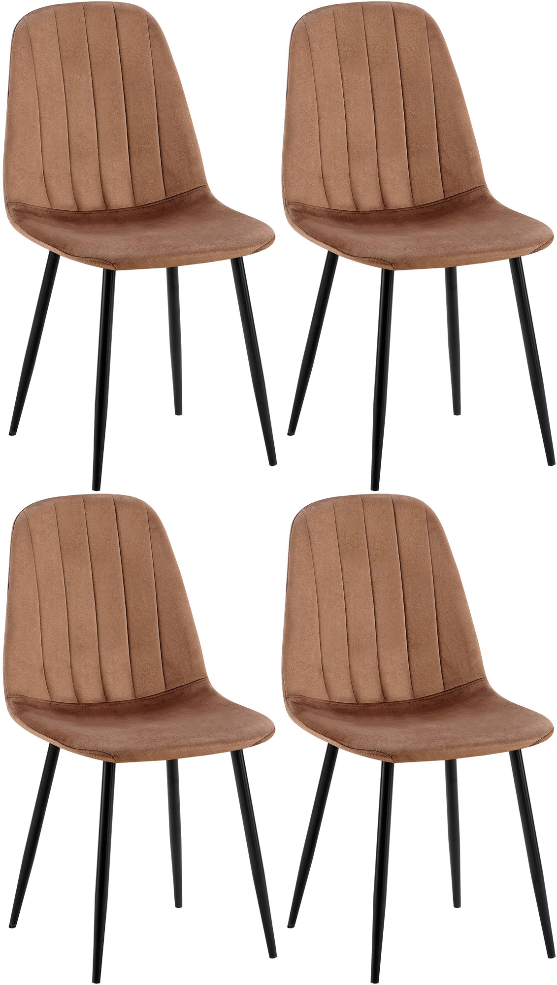 Lot de 4 chaises de salle à manger Baxter velours Marron