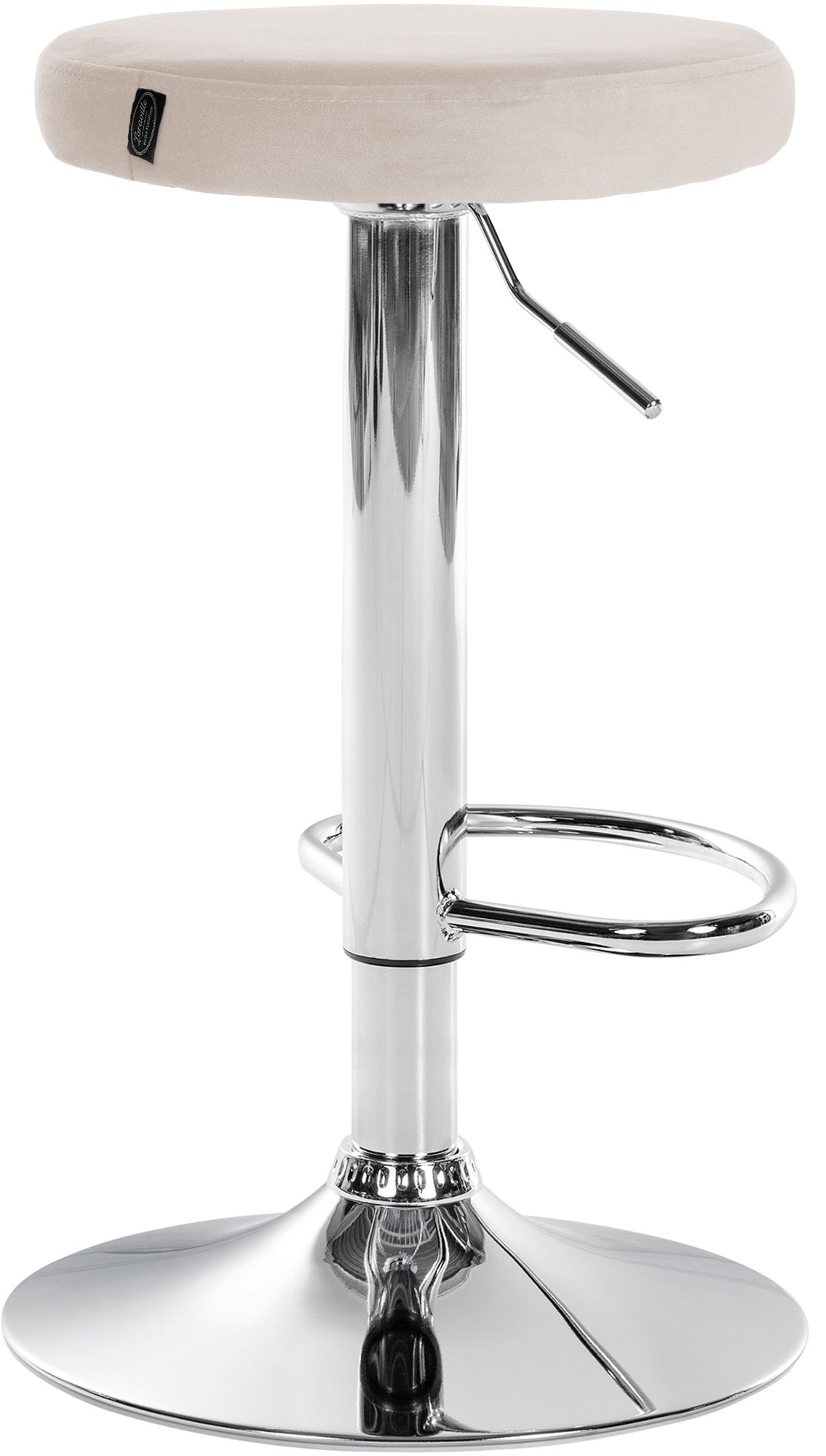 Tabouret de bar Ponte revêtement velours Crème Chrome