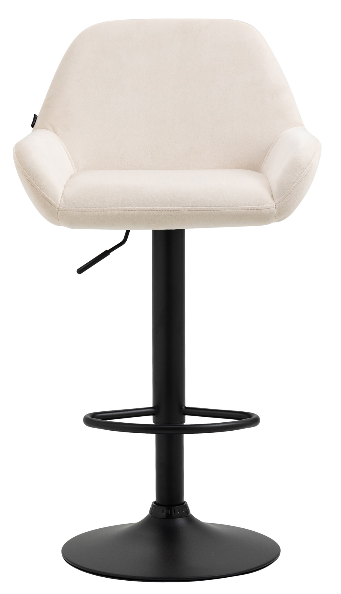 Tabouret de bar Braga Velours avec pied en métal réglable et pivotant Crème Noir