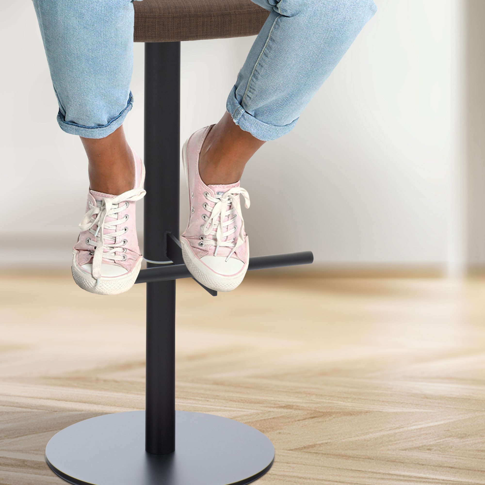 Tabouret de bar Cadiz en Tissu Marron Noir