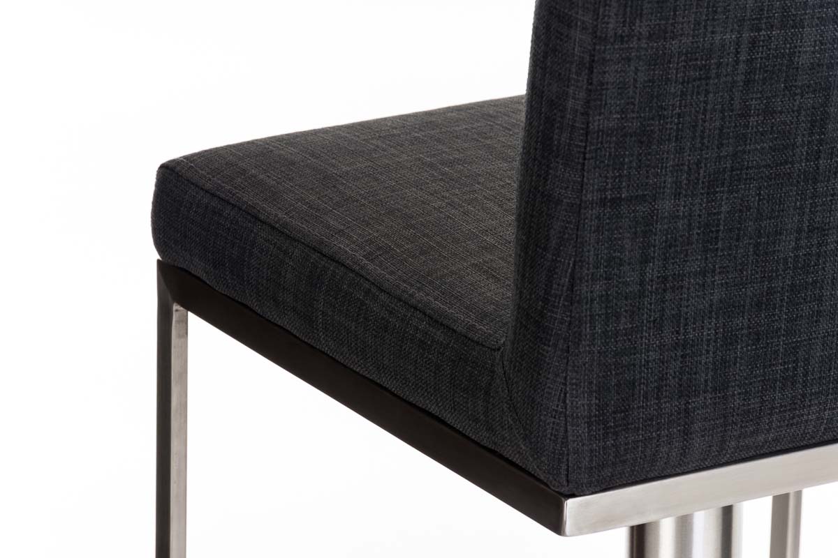 Tabouret de bar Panama tissu avec pied en métal Gris foncé Acier inoxydable