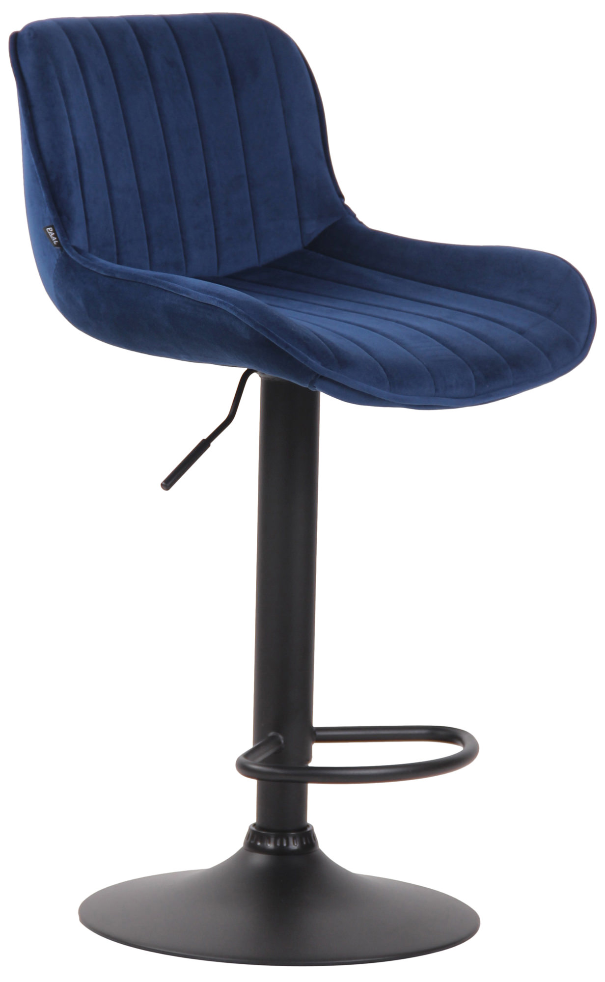 Tabouret de bar Lentini en Velours avec Piètement trompette en Métal Bleu Noir