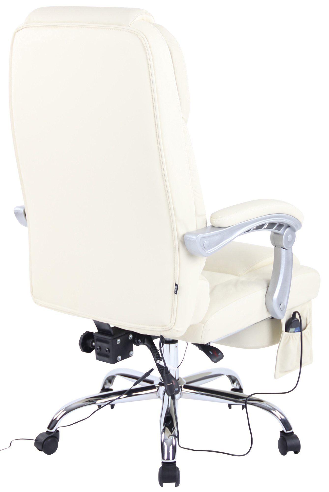 Fauteuil de bureau Pacific en véritable Cuir avec Fonction massage Crème