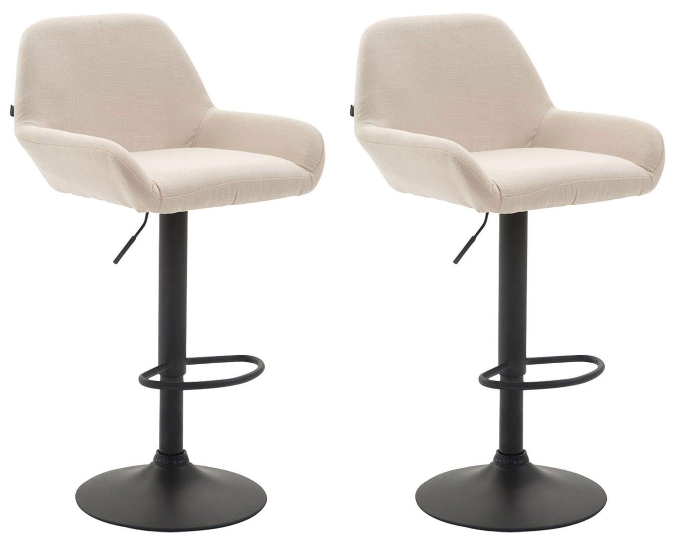 Lot de 2 tabourets de bar Braga en tissu Crème Noir