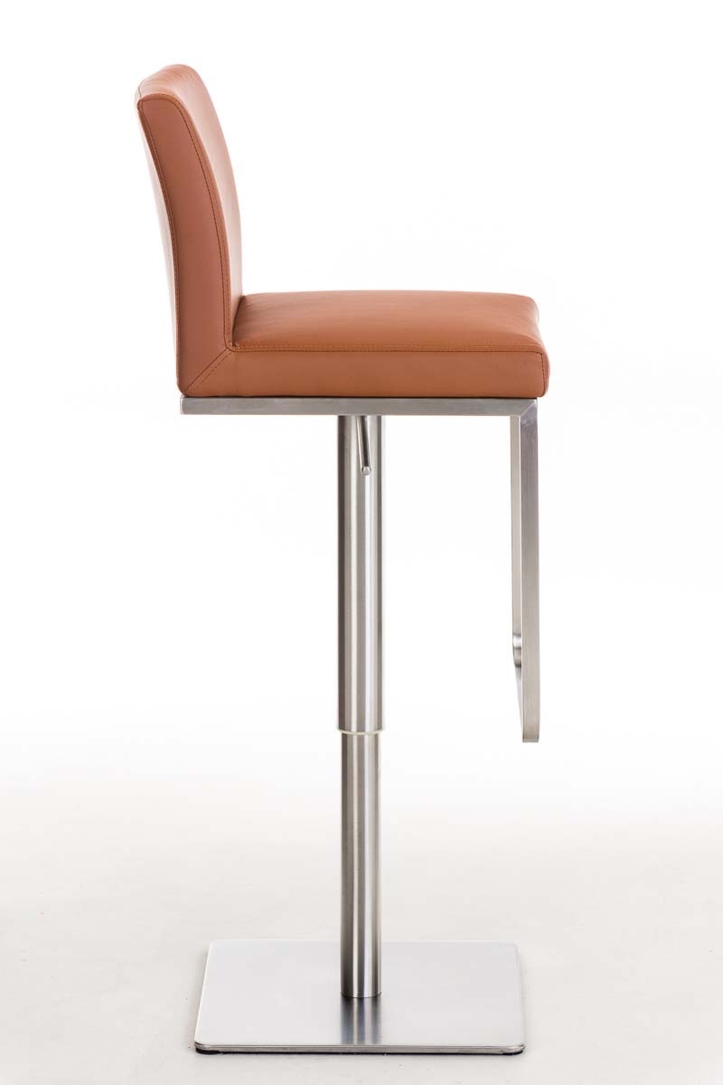 Tabouret de bar Panama en similicuir avec pied en métal Marron clair Acier inoxydable