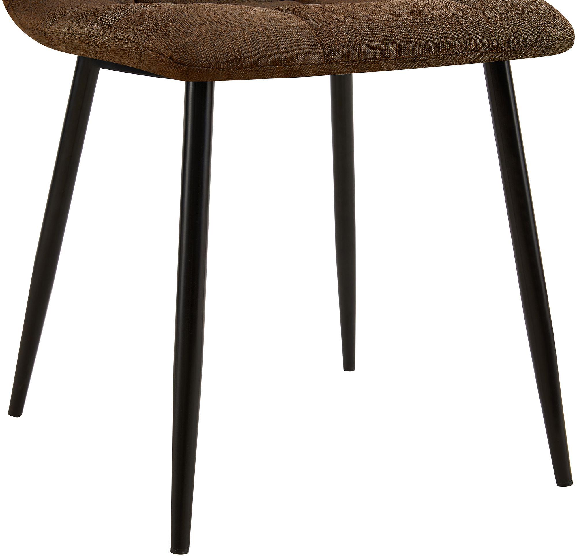 Lot de 2 chaises de salle à manger Tilde avec Piètement en métal noir Marron Tissu