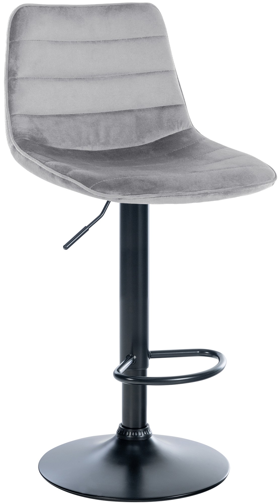 Tabouret de bar Lex en Velours Pied trompette en Métal Gris Noir