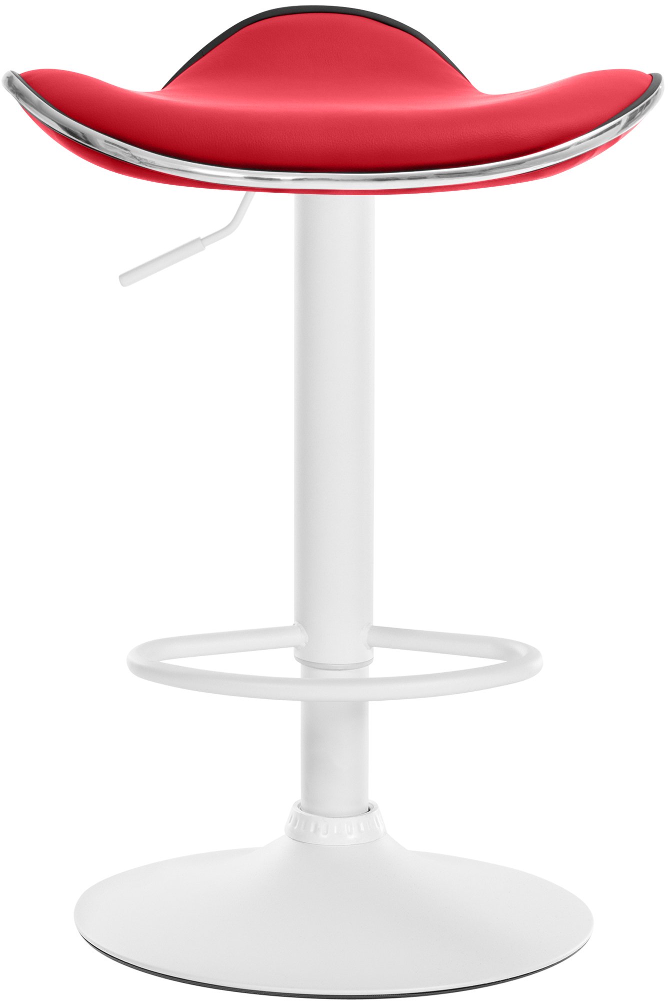 Tabouret de bar Shanghai similicuir avec pied en métal Métal blanc mat Rouge