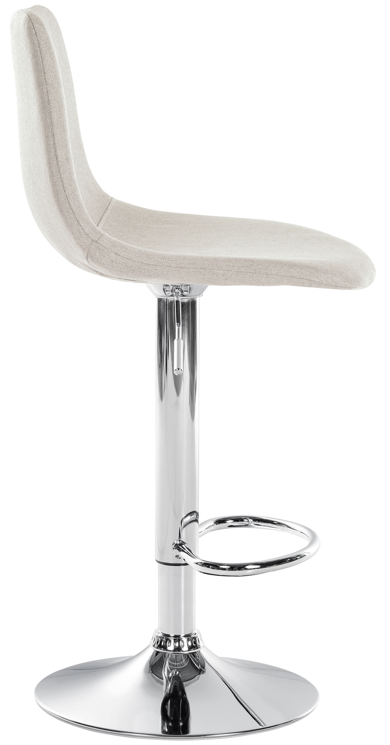 Tabouret de bar Divo en Tissu Pied trompette en Métal Crème Chrome