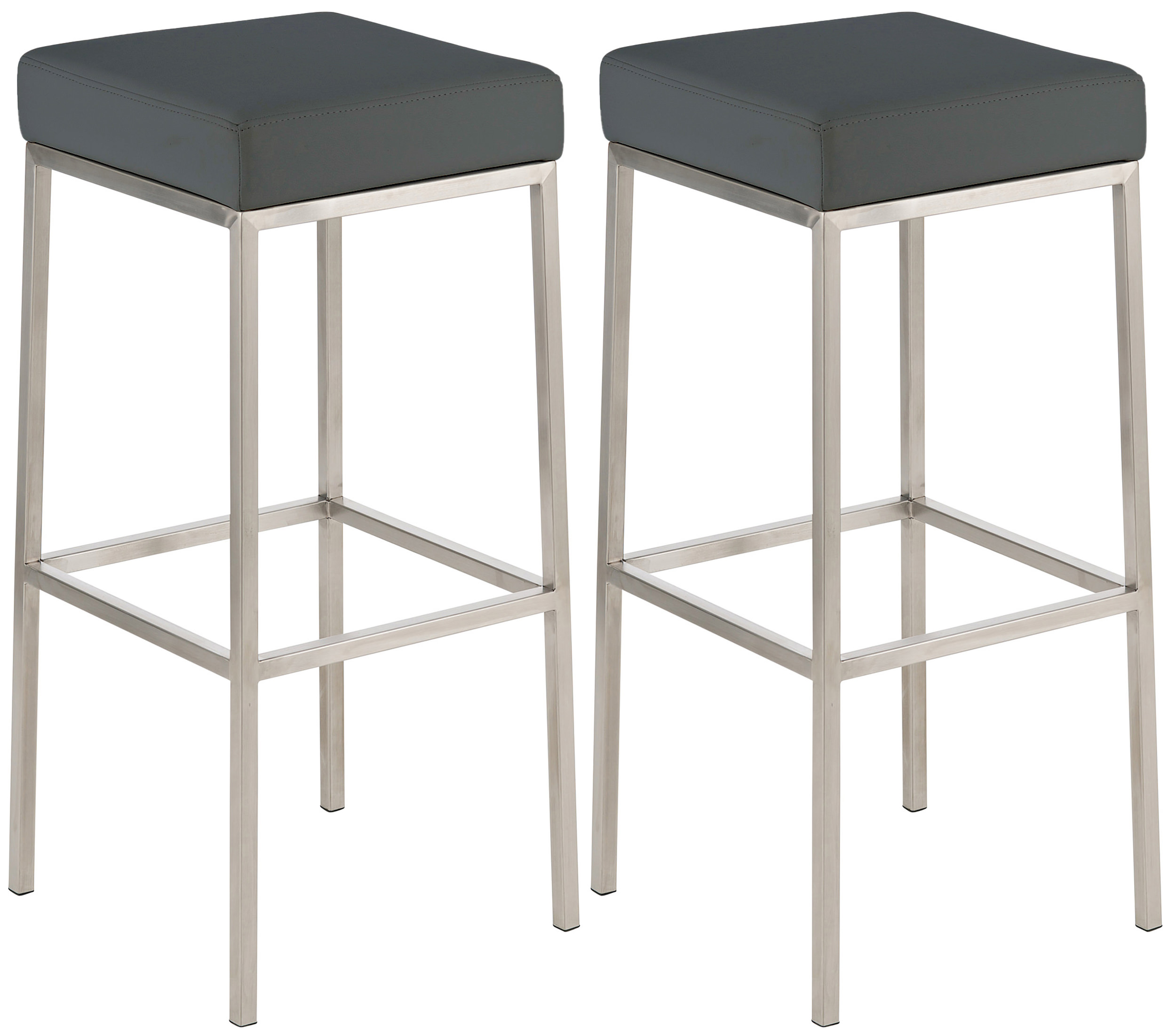 Lot de 2 tabourets de bar Montréal 80 en similicuir Gris Acier inoxydable