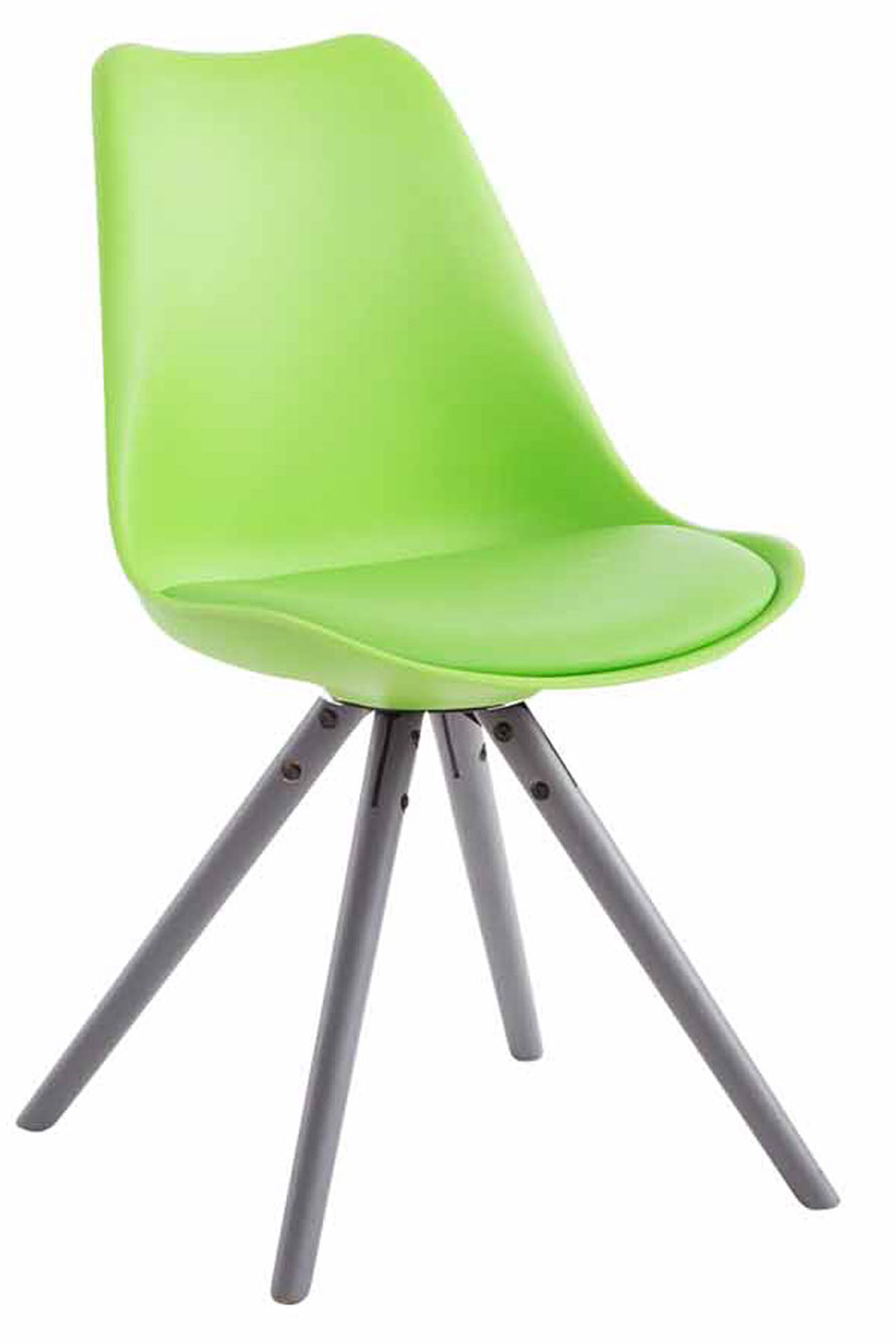 Chaise Toulouse similicuir piétement rond Vert Gris