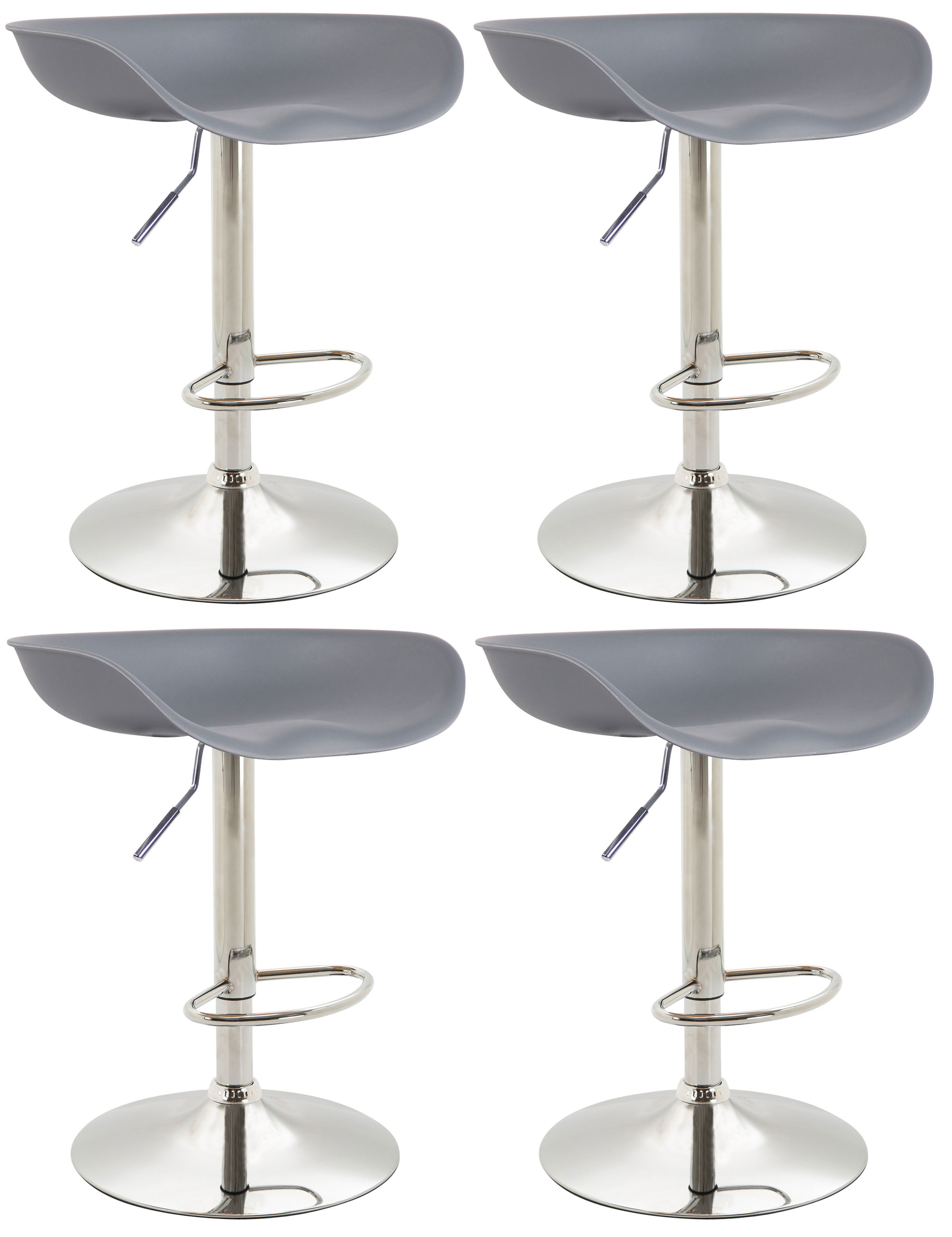 Lot de 4 Tabourets de bar Anaheim assise en plastique et Pied trompette en métal Gris Chrome