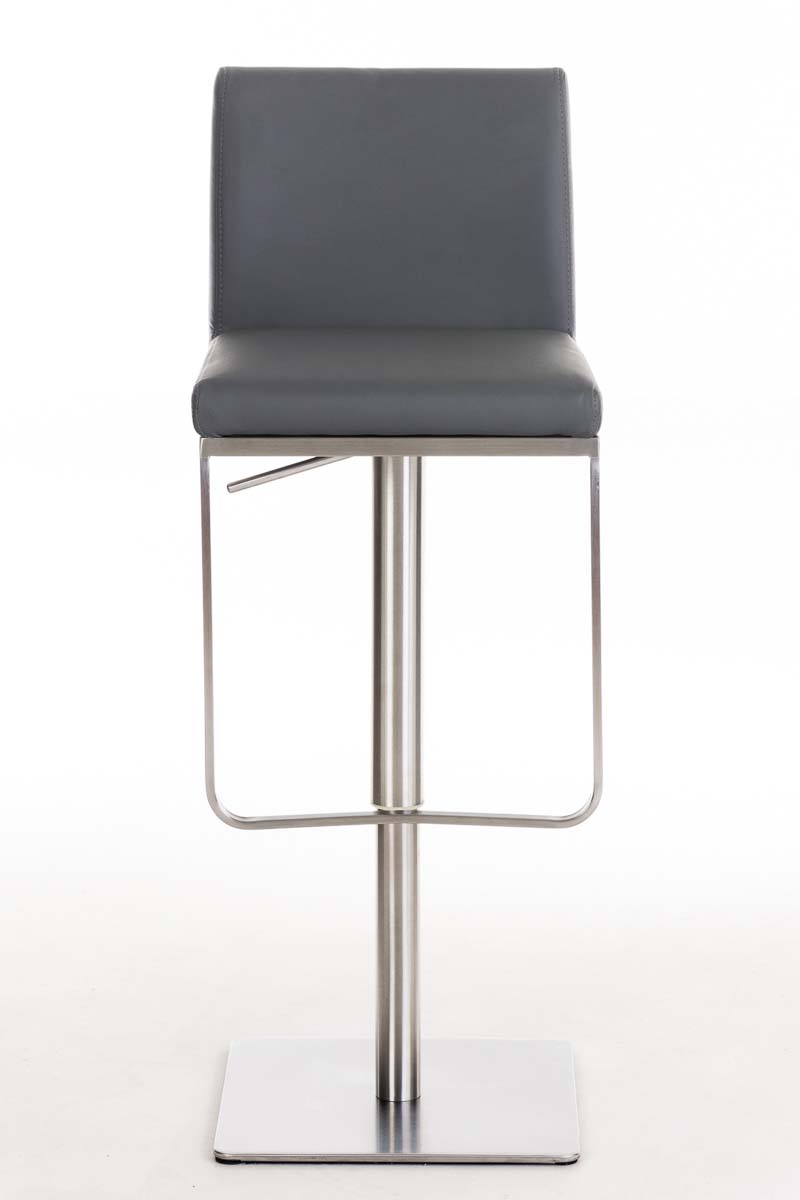 Tabouret de bar Panama en similicuir avec pied en métal Gris Acier inoxydable