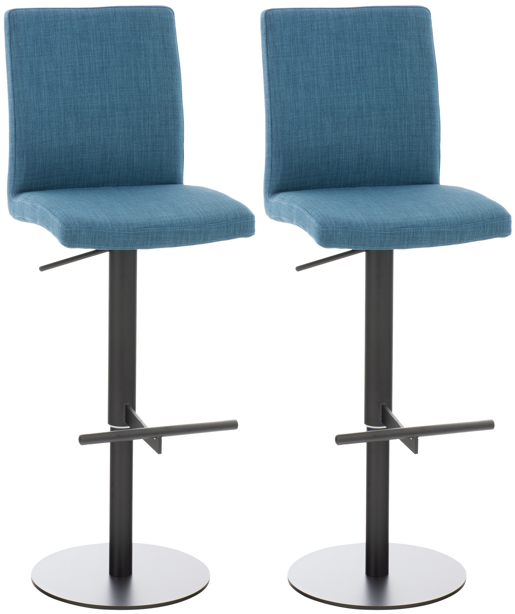 Lot de 2 tabourets de bar Cadiz en Tissu Bleu Noir