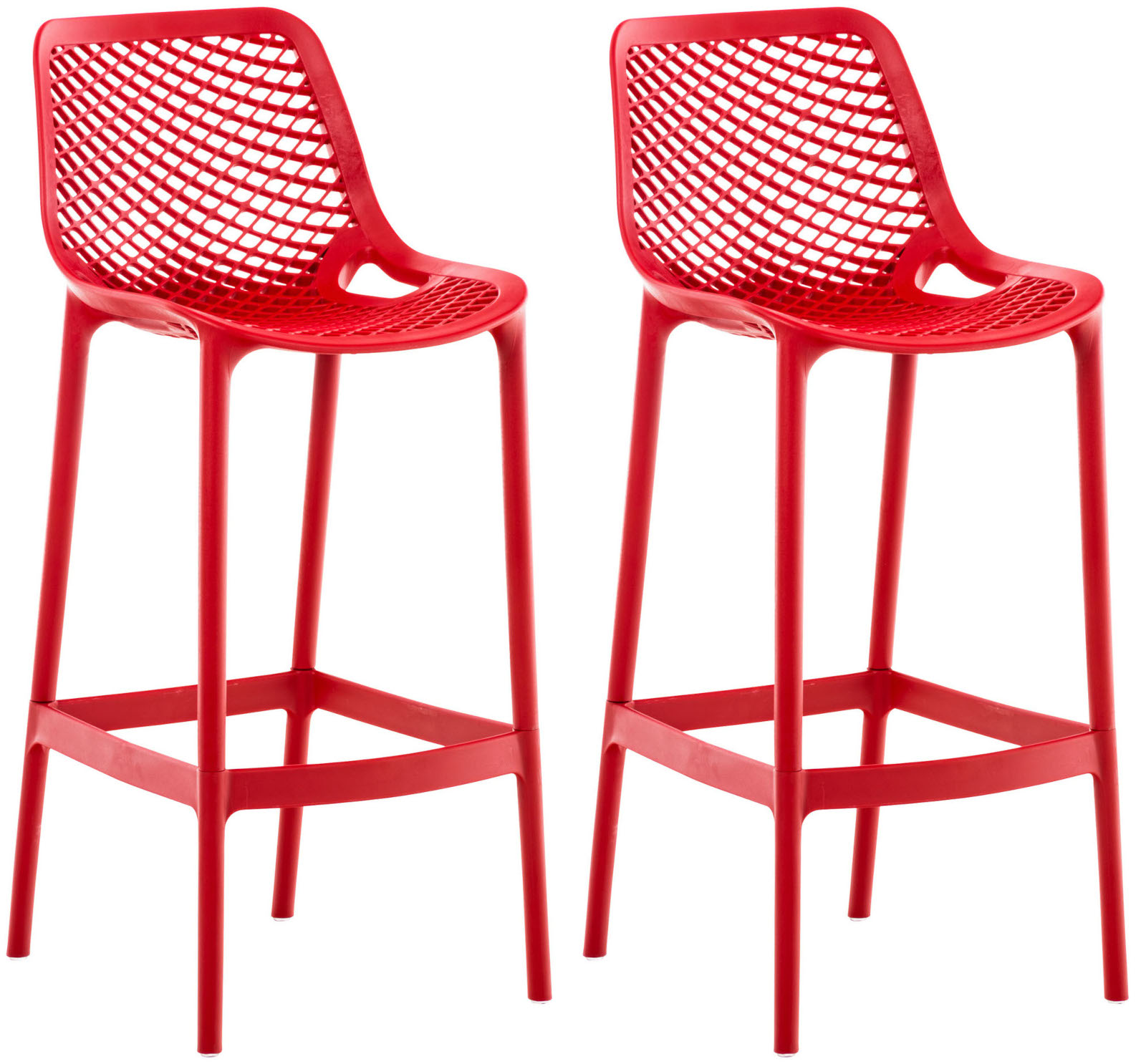 Lot de 2 Tabourets d'extérieur Air pour bar en plastique avec Repose-pieds Rouge