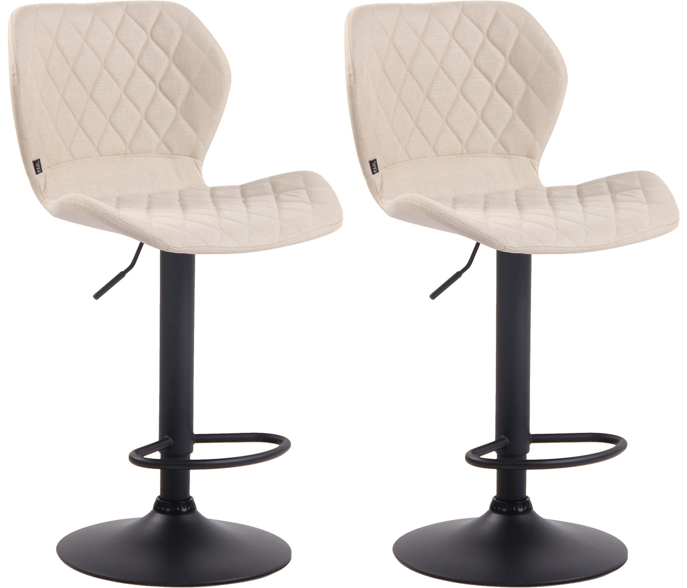 Lot de 2 tabourets de bar Cork en tissu Crème Noir