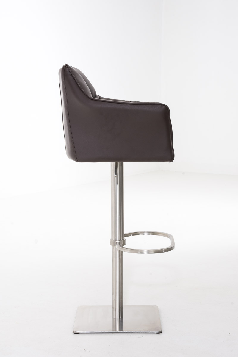 Tabouret de bar Damaso en similicuir Marron Acier inoxydable