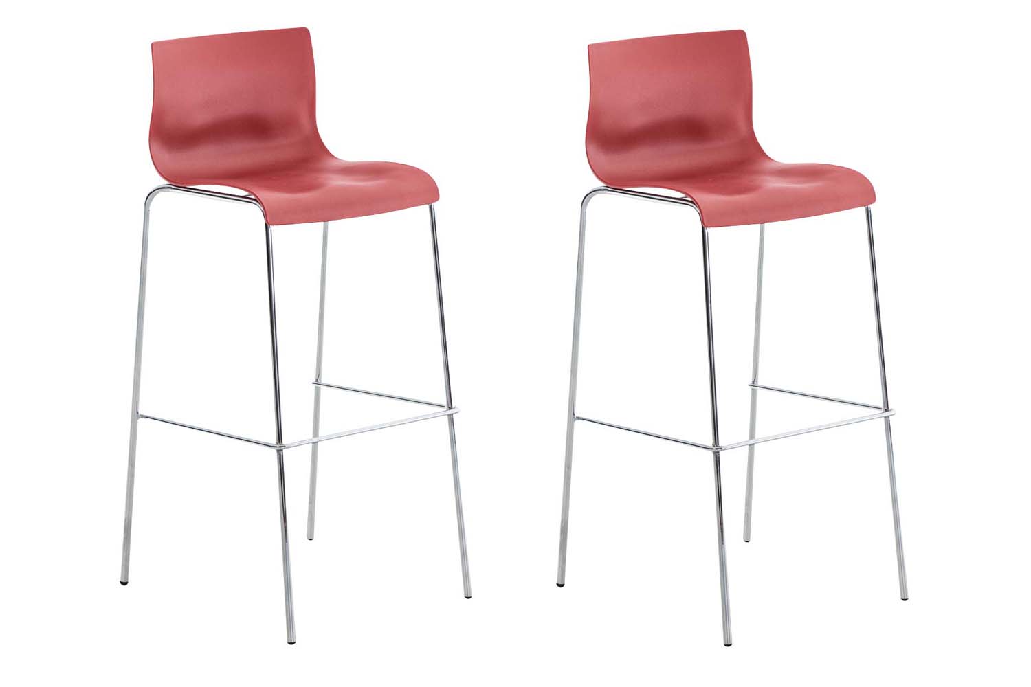 Lot de 2 tabourets de bar Hover Assise Plastique Pieds Métal Rouge Chrome