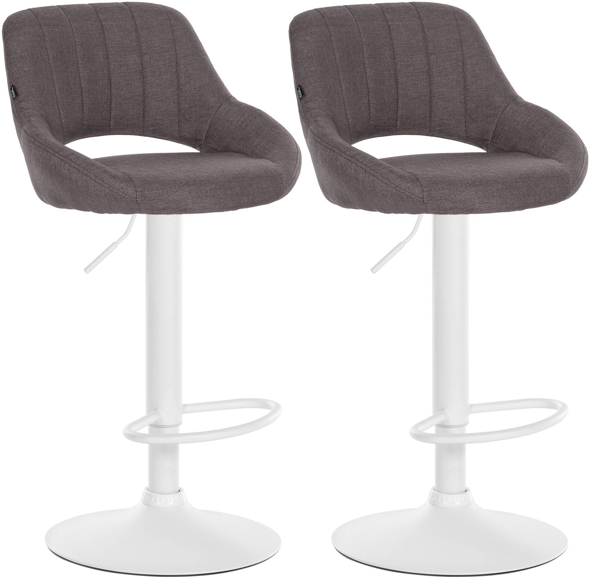 Lot de 2 tabourets de bar Milet tissu Métal blanc mat Gris foncé