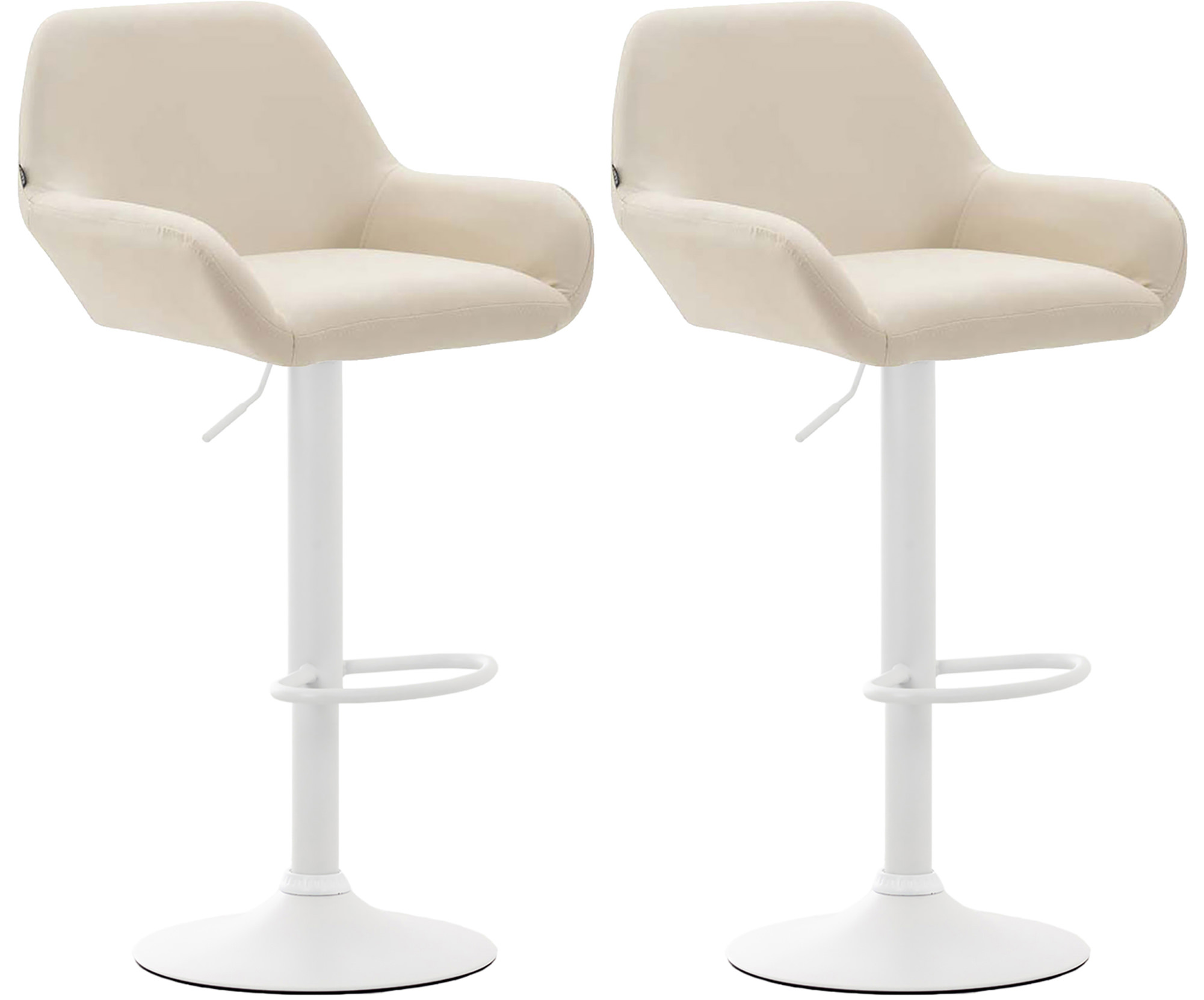 Lot de 2 tabourets de bar Braga en Similicuir Crème Blanc