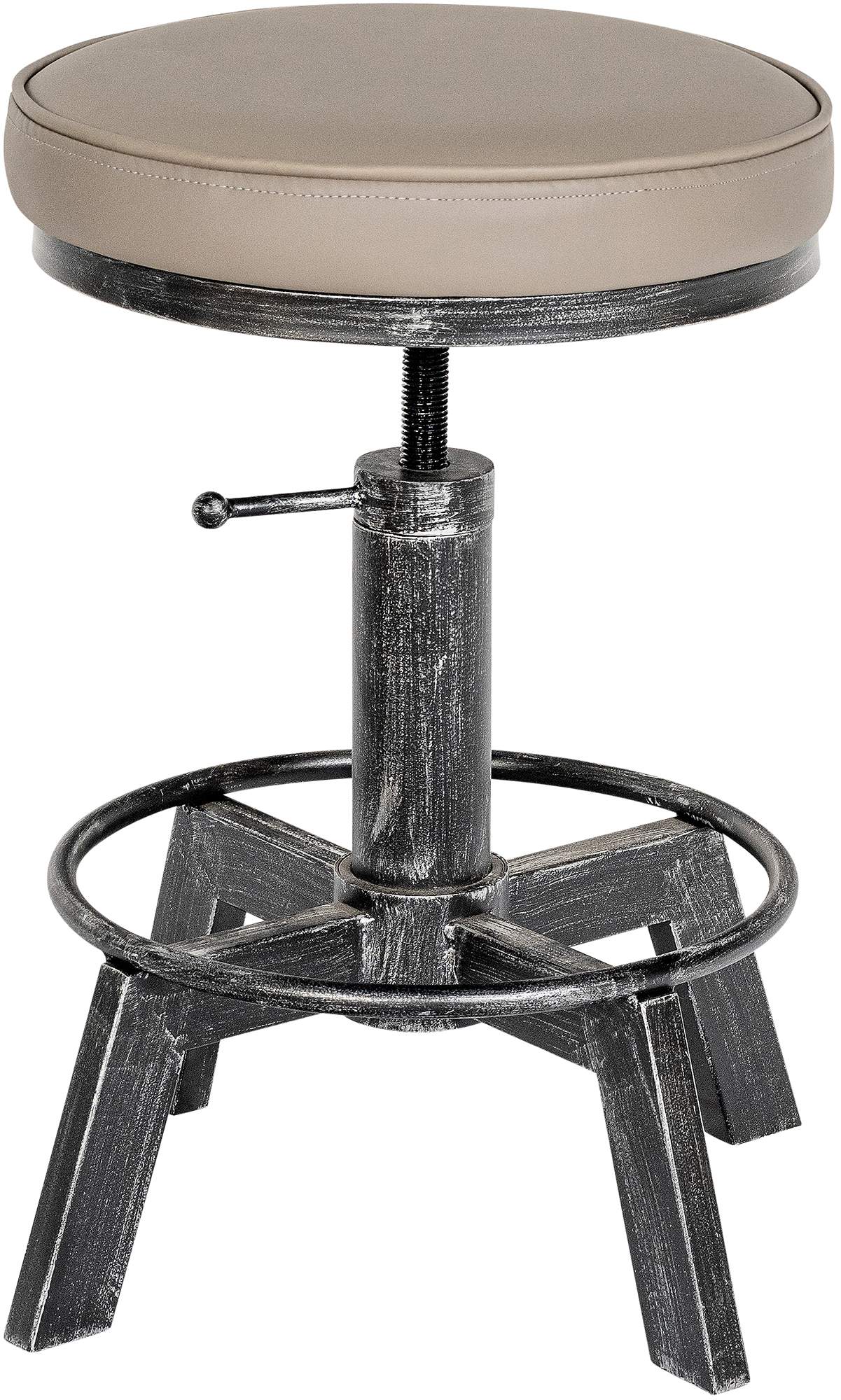 Tabouret Destin en Similicuir réglable et pivotant Argent antique