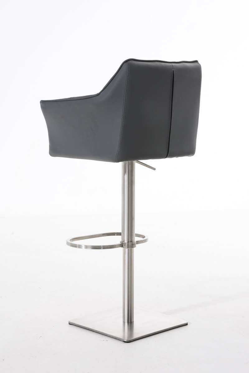 Tabouret de bar Damaso en similicuir Gris Acier inoxydable