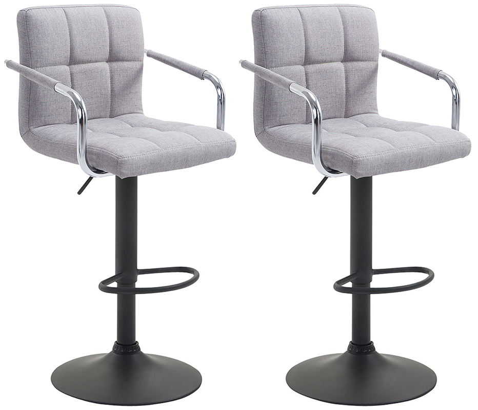 Lot de 2 Tabourets de Bar Lucy V2 en Tissu Gris Noir