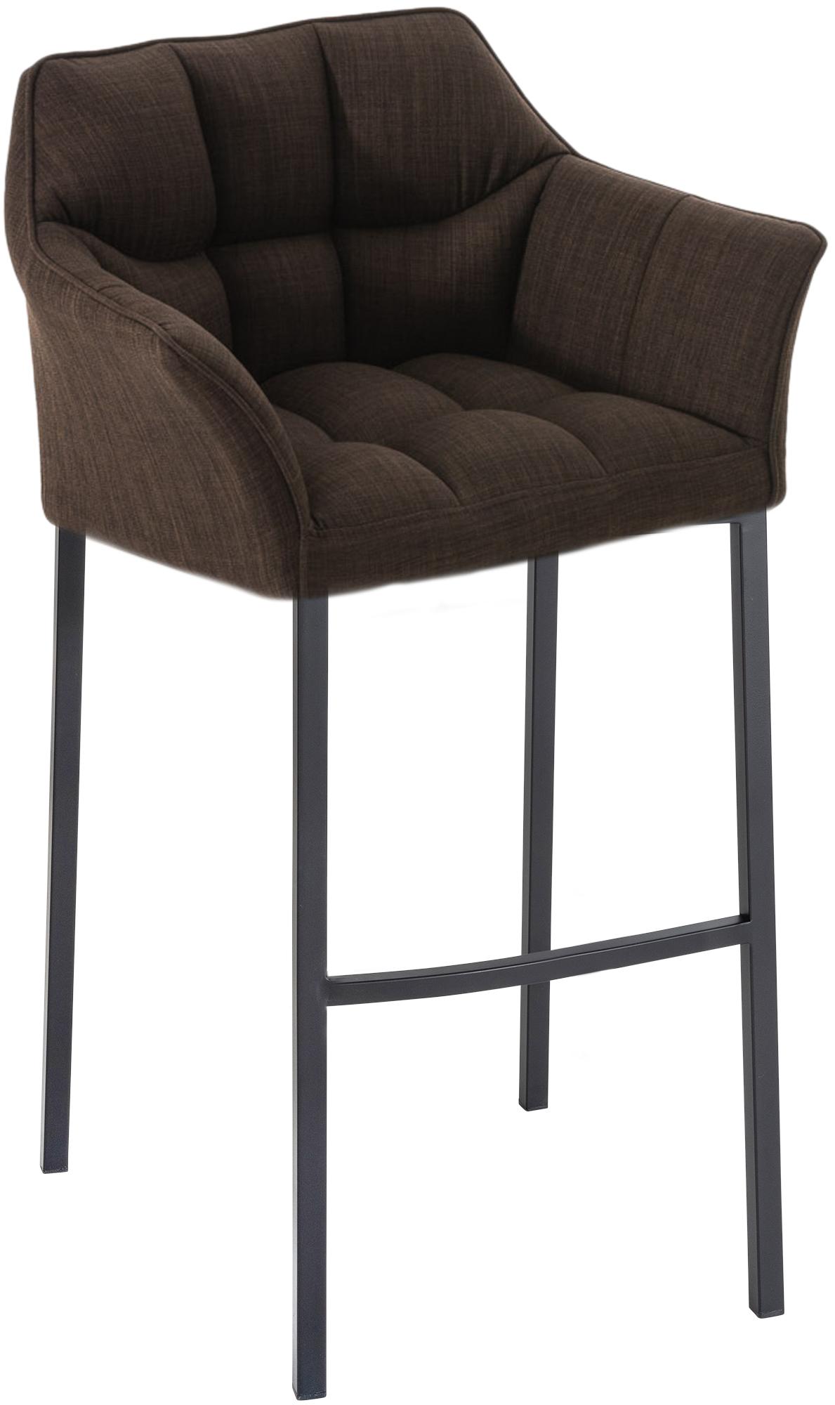 Tabouret de bar Damaso en Tissu avec 4 pieds Marron Noir